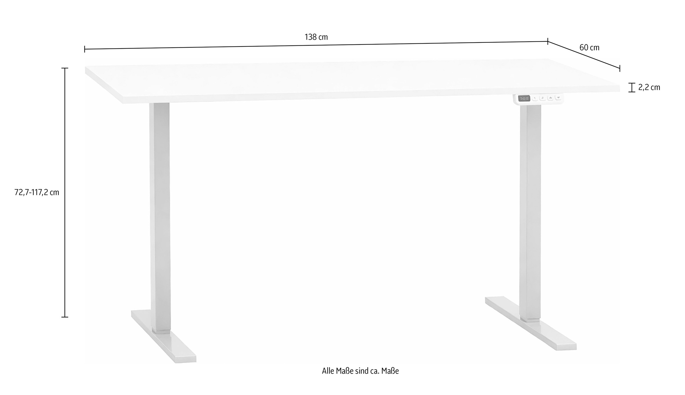 Schildmeyer Schreibtisch »METZ, elektrisch verstellbar, modernes Design, MADE IN GERMANY« 1 Stk. tlg. Memospeicherplätze für Höhenverstellung, MADE IN GERMANY