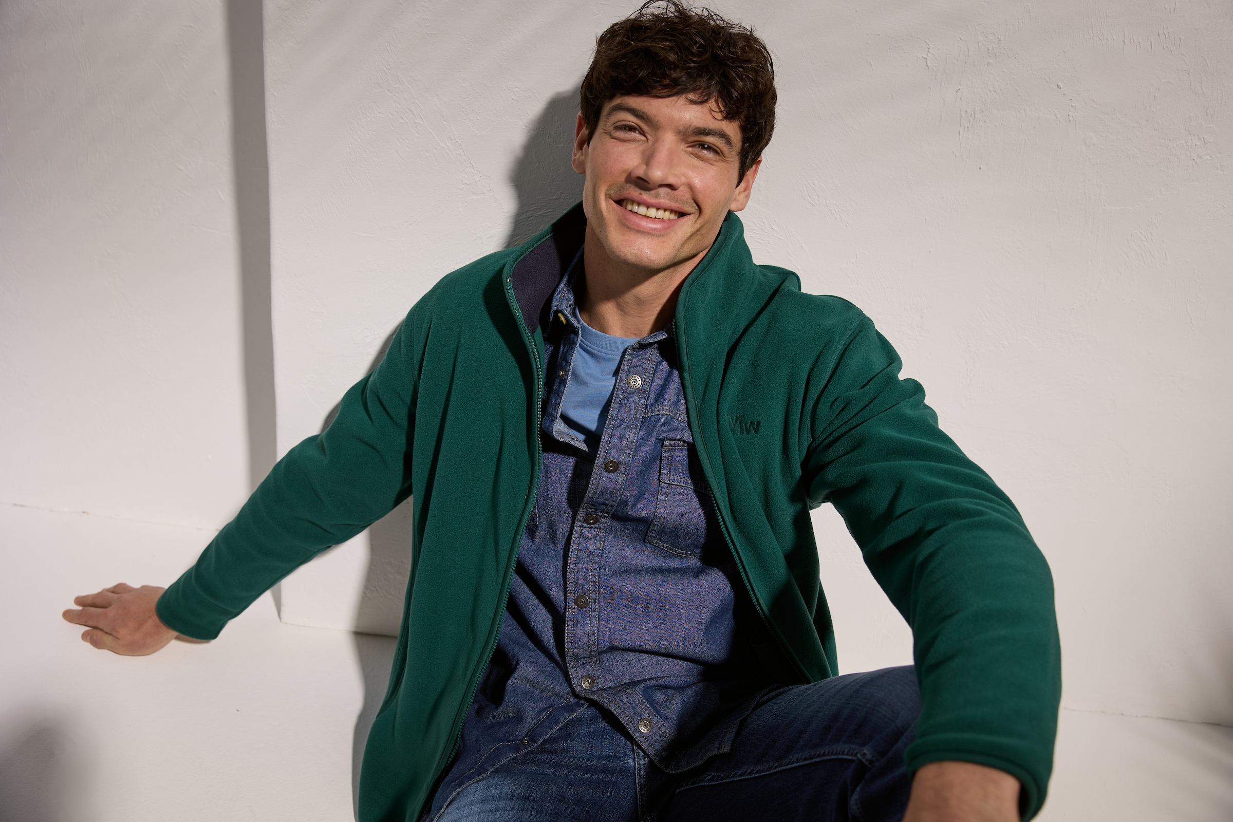 Man's World Fleecejacke für die Übergangszeit,  aus Fleece,  casual Look,  schnelltrocknend