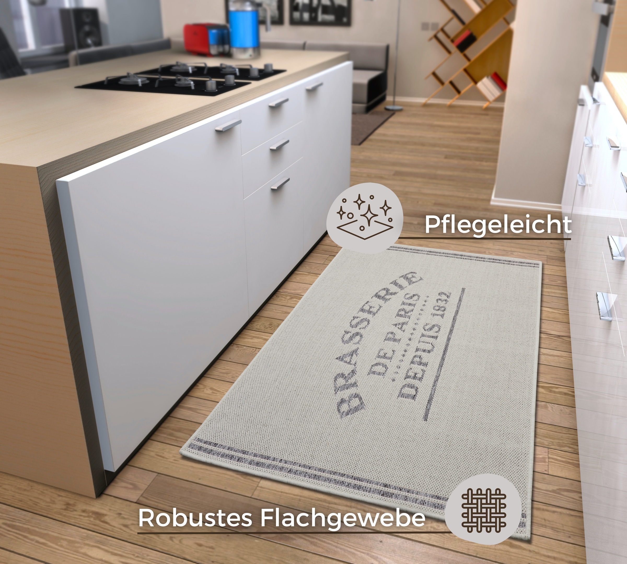 HANSE Home Küchenläufer »Brasserie de Paris«, rechteckig, 5 mm Höhe, Läufer, Rutschfest, Küchenteppich, Küche, Teppich, Pflegeleicht