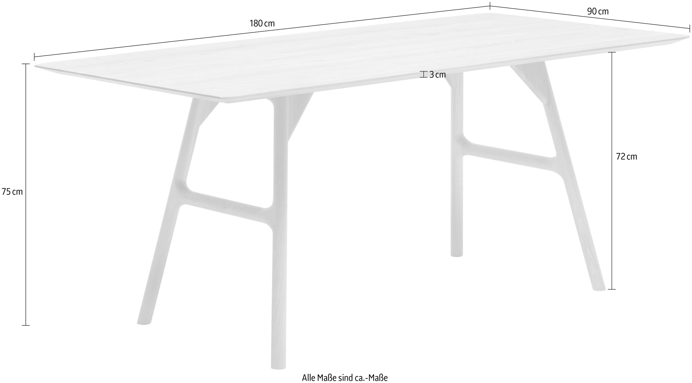whiteoak Esstisch, extravagantes Design in hochwertiger Qualität