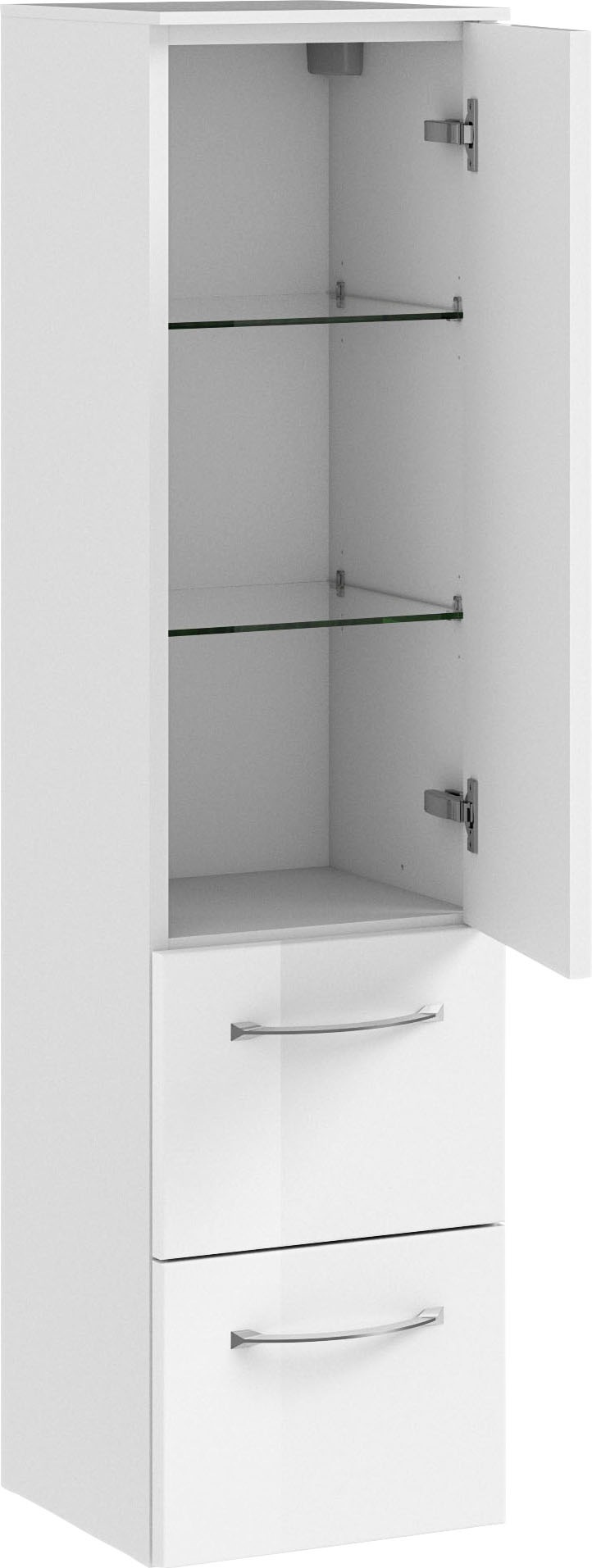 Saphir Badmöbel-Set »6005 Sprint 3-teilig, Keramik-Waschtisch mit LED-Spiegelschrank«, (4 St.), Midischrank, inkl. Türdämpfer, 4 Türen, 4 Schubladen, Bad-Set