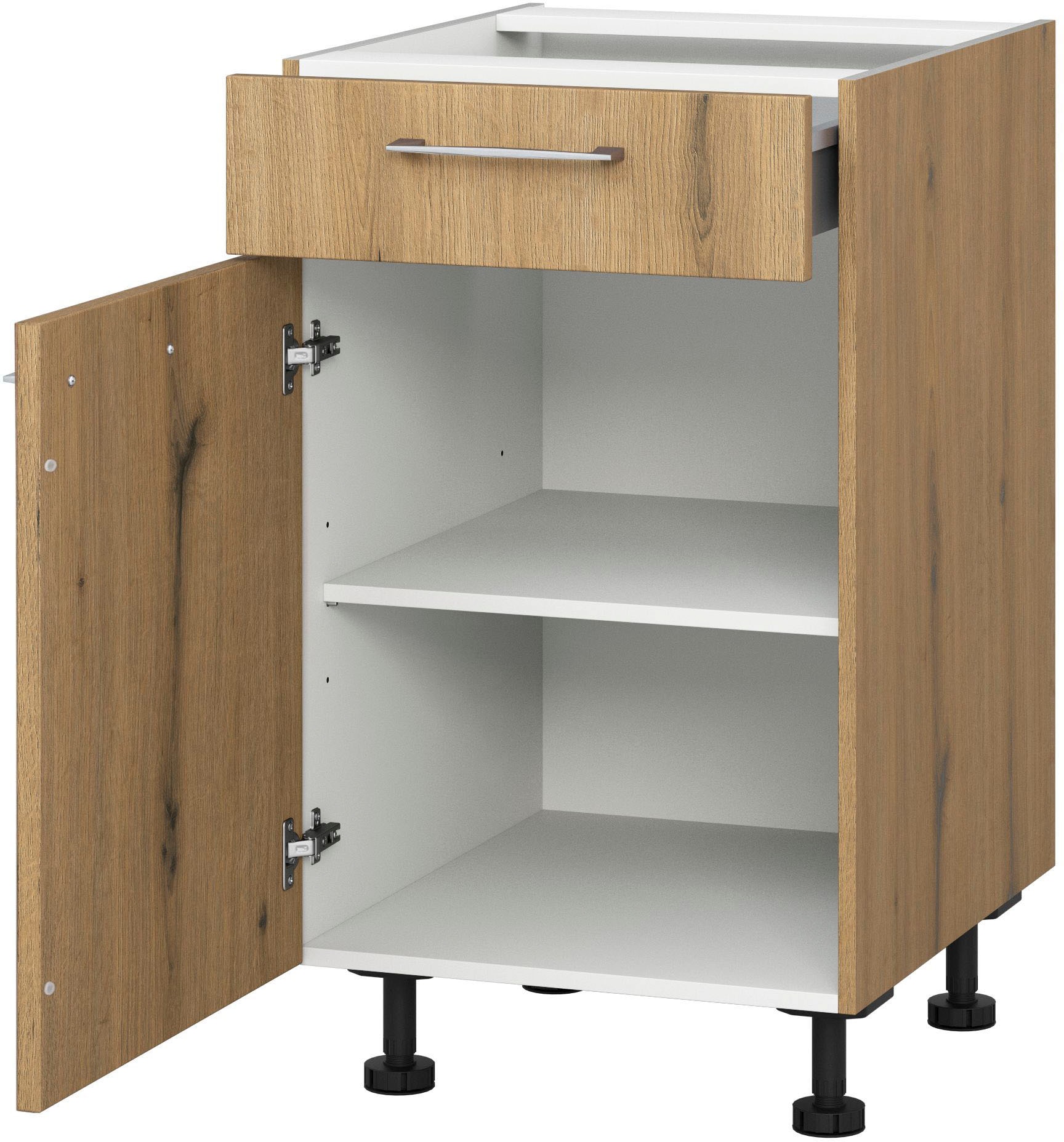 KOCHSTATION "KS-Trea US50" mit einem Auszug und einer Tür, Einlegeboden, Breite 50 cm, Höhe 75 cm