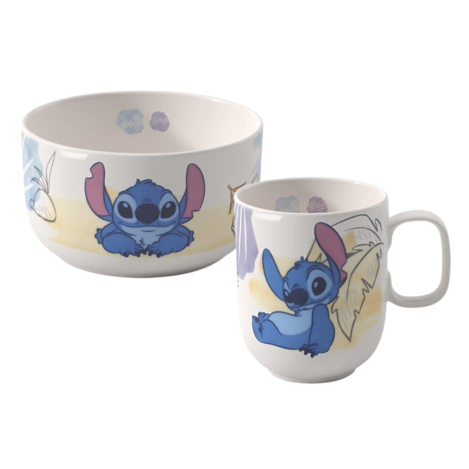 Villeroy & Boch Kindergeschirr-Set "Frühstücks-Set Disney Stitch 2er Set bunt" Spülmaschinenfest, Mikrowellensicher