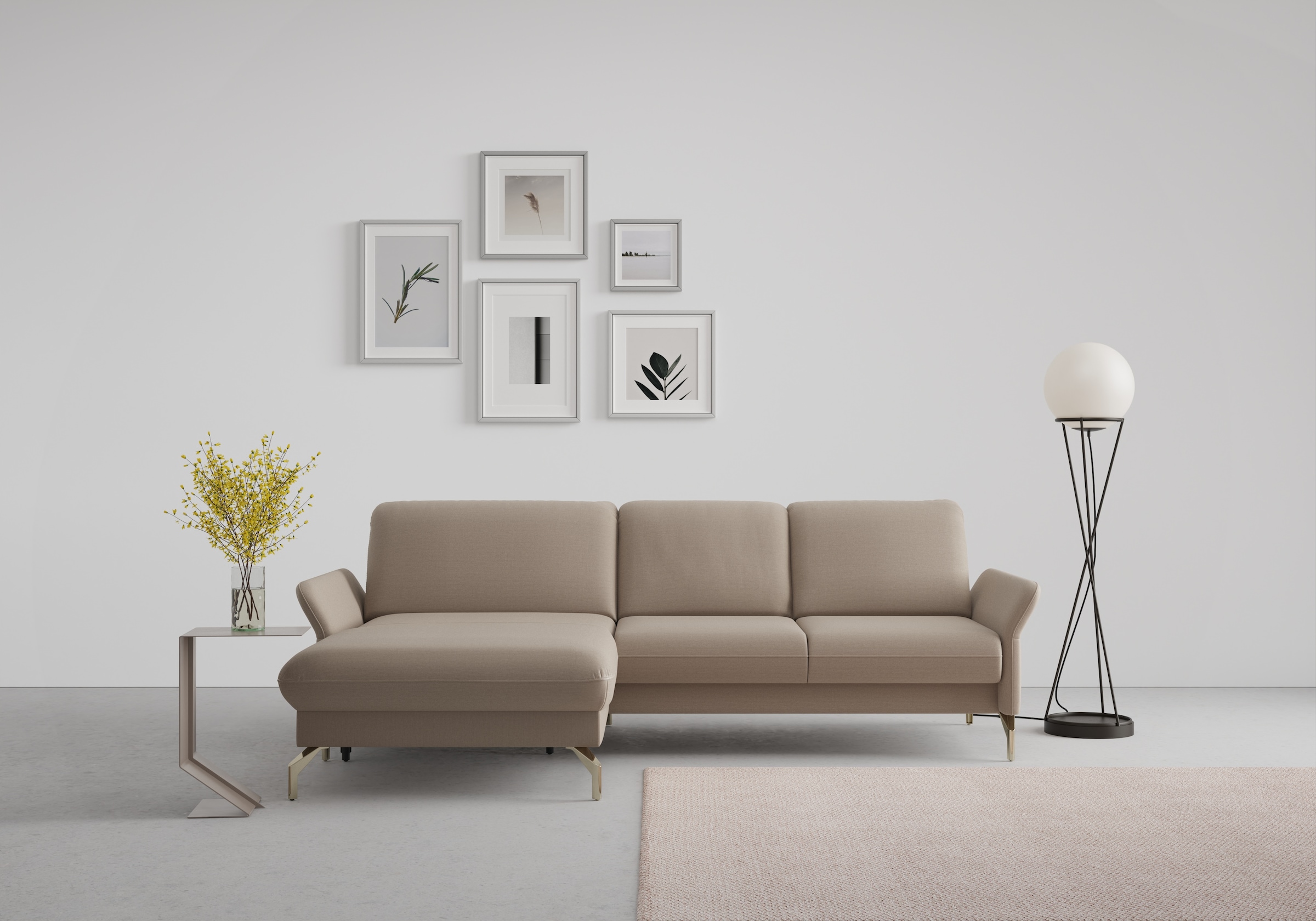 sit&more Ecksofa "Fashion L-Form" wahlweise mit Kopfteilverstellung, Vorziehsitz, motorisch, Nickelfüße