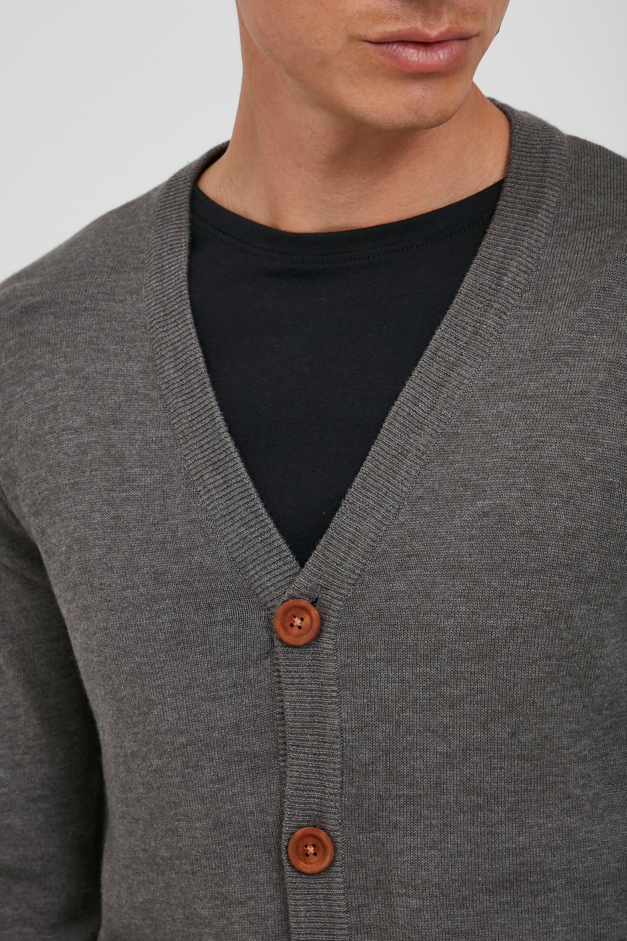 Cardigan BLEND "BHLennard", Herren, Gr. XXL, pewter mix, Feinstrick, 50% Baumwolle, 50% Polyacryl, unifarben, regular fit, V-Ausschnitt, eingesetzt Strickbündchen, Strickjacken, Strickjacke mit Ton-in-Ton Ellenbogenpatches 6