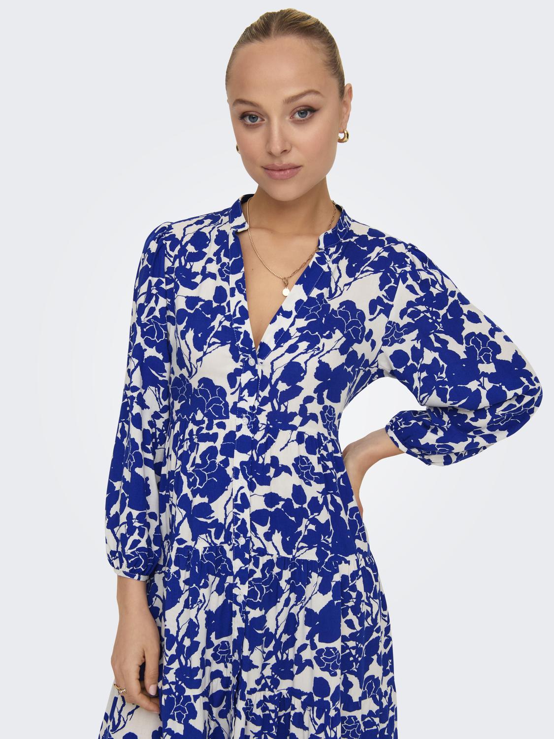 Thumbnail - ONLY Tunikakleid "ONLMILANA – Tunikakleid aus Viskose mit geblümtem Print" geblümt, modisch, loose fit, Viskose, V-Aussc...