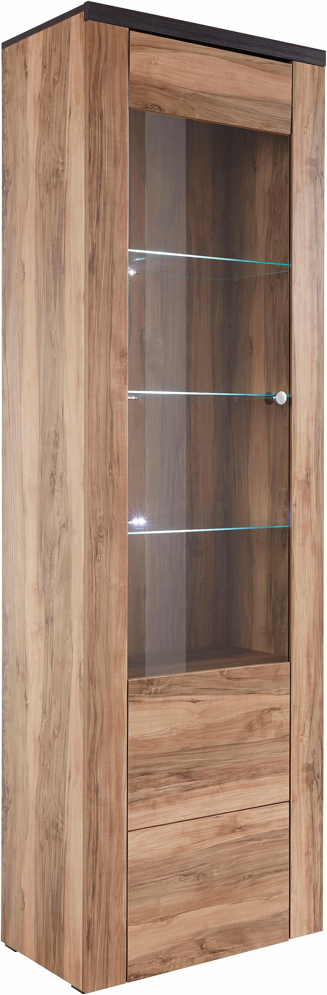 Home affaire Vitrine "Larona, zeitlose Glasvitirne, Hochschrank Höhe 205,6 cm", Stauraumvitrine mit dekorativer Rahmenop