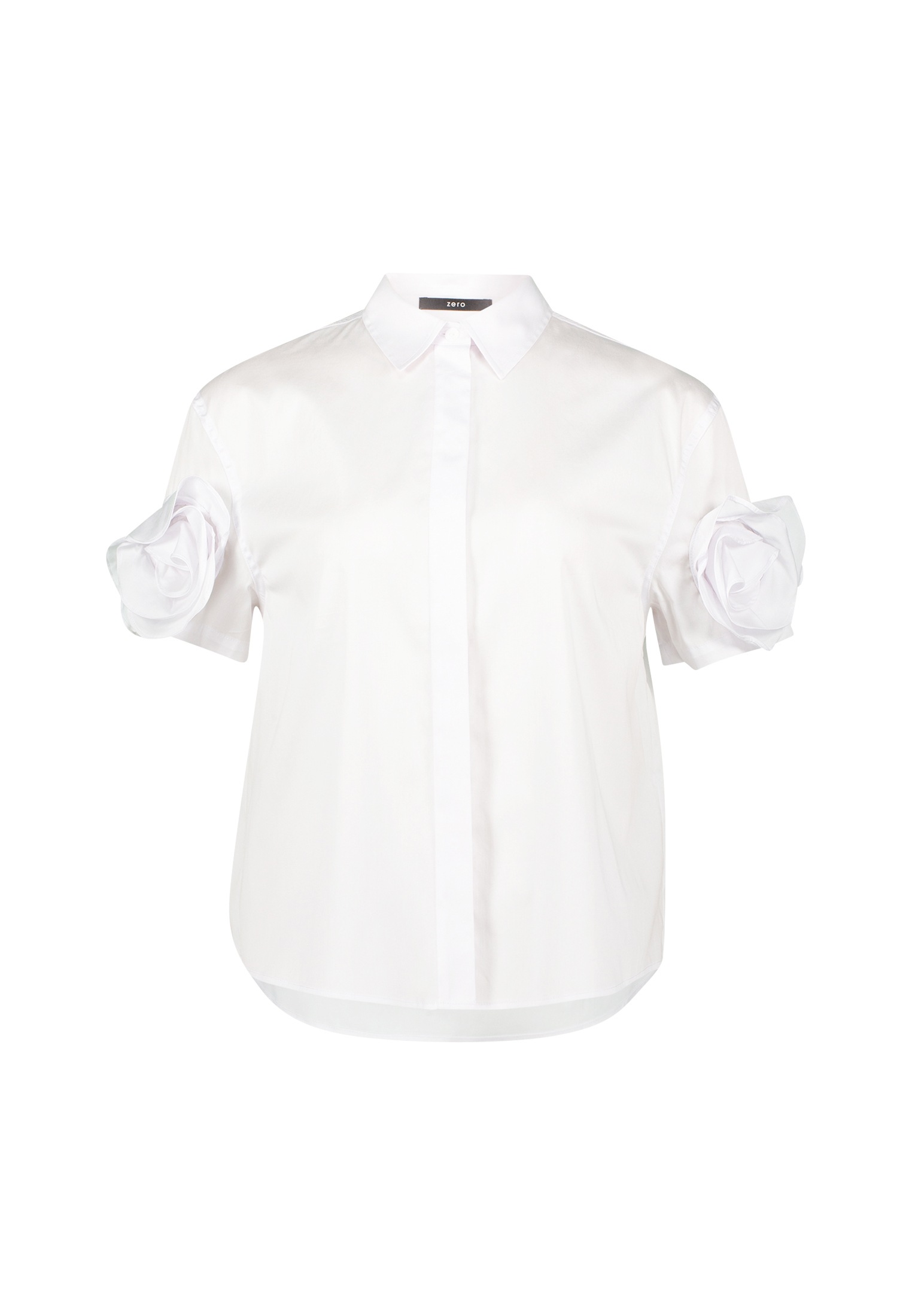 Zero Klassische Bluse "zero Damen Bluse mit Stoffblume am Ärmel" günstig online kaufen