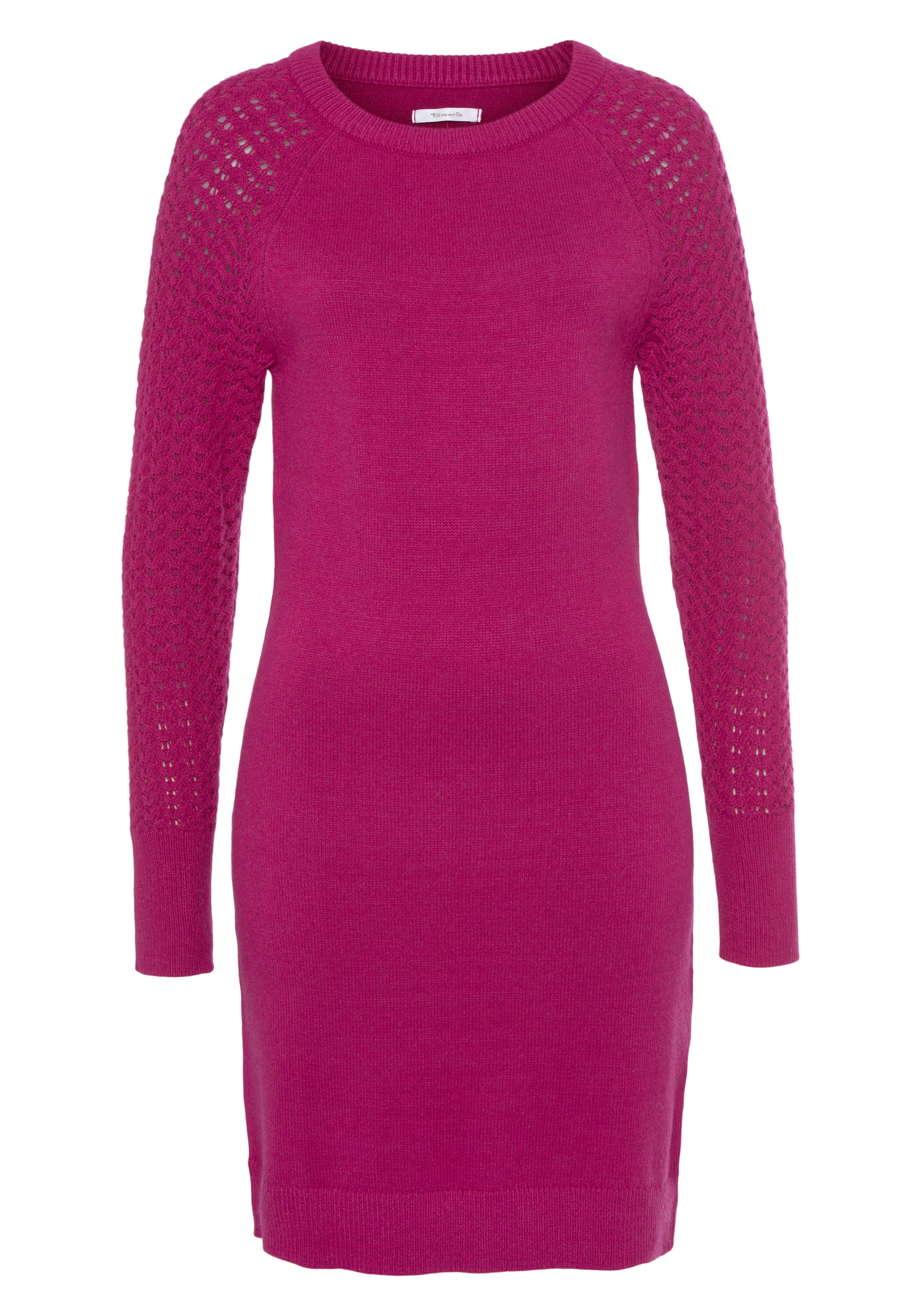 Tamaris Strickkleid, bis Mitte des Oberschenkels, modern, aus Viskosemischung, Langarm