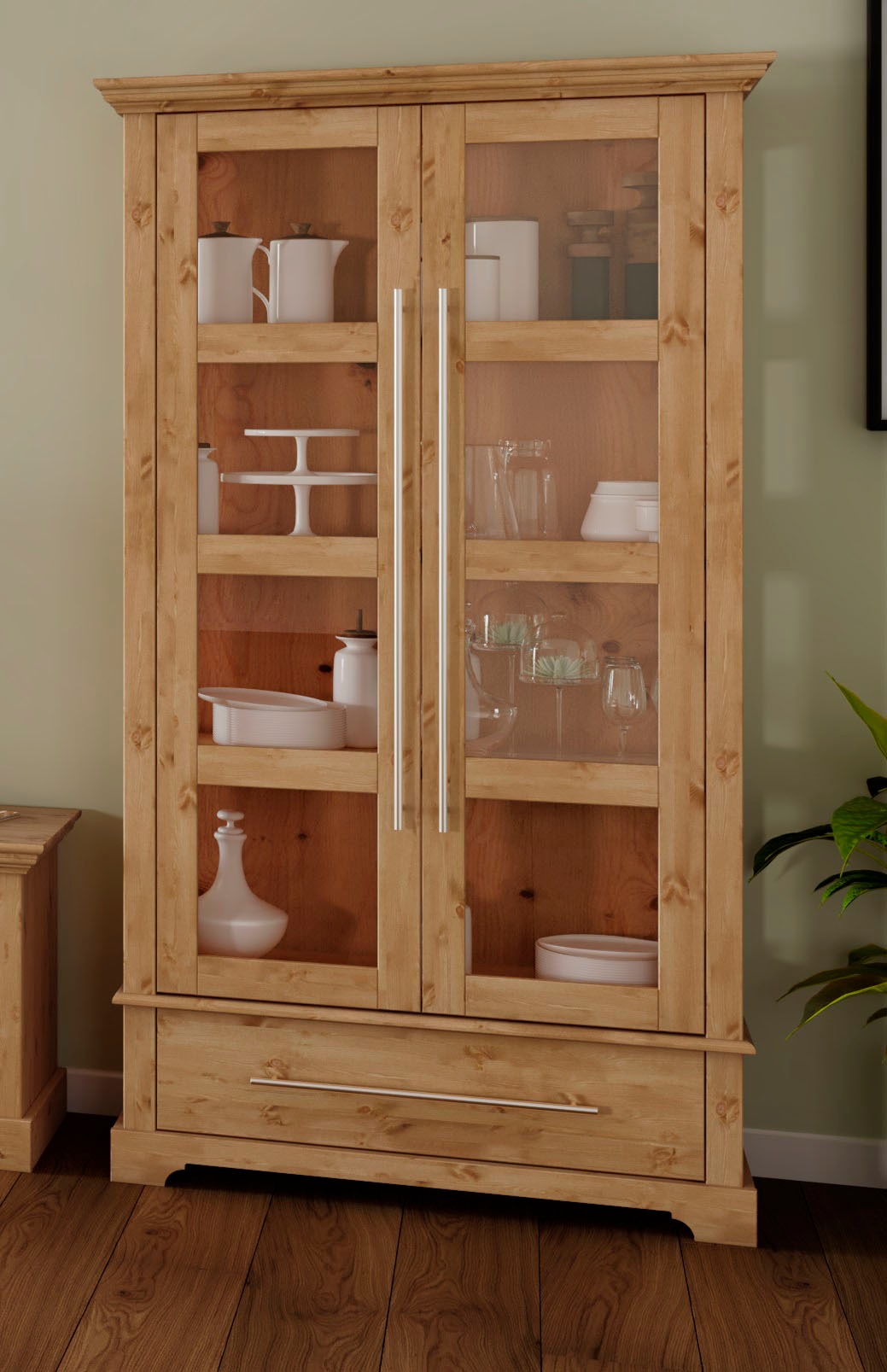 OTTO home Vitrine "Meliss" Höhe 169 cm, Breite 94 cm, 2-türig, Kiefer massi günstig online kaufen