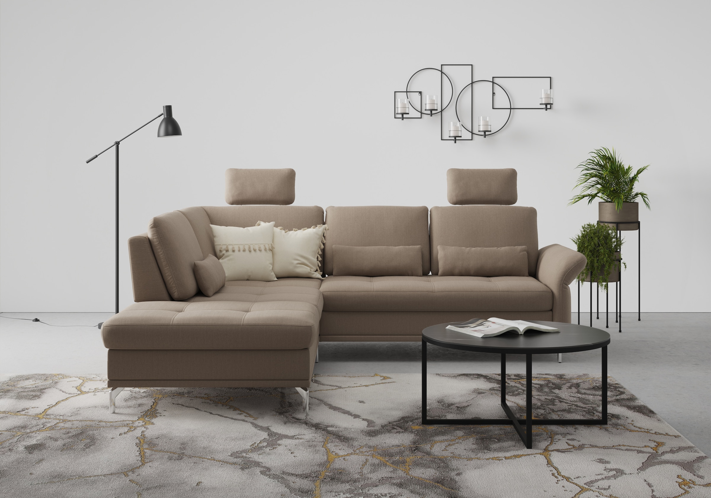 Home affaire Ecksofa "Palm Beach L-Form" Federkern, mit Sitztiefenverstellu günstig online kaufen