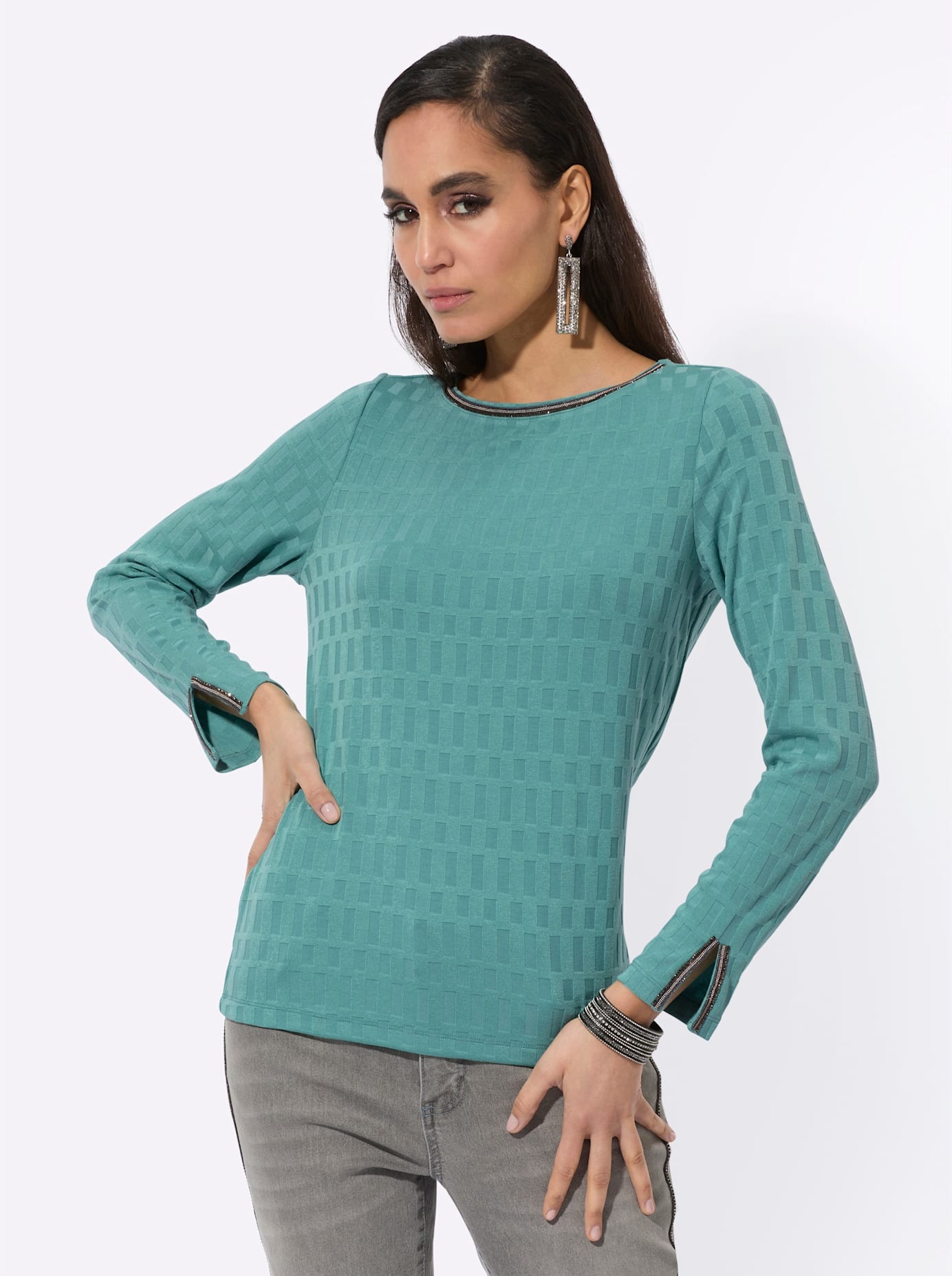 creation L Langarmshirt "Jacquard-Shirt", (1 tlg.) günstig online kaufen