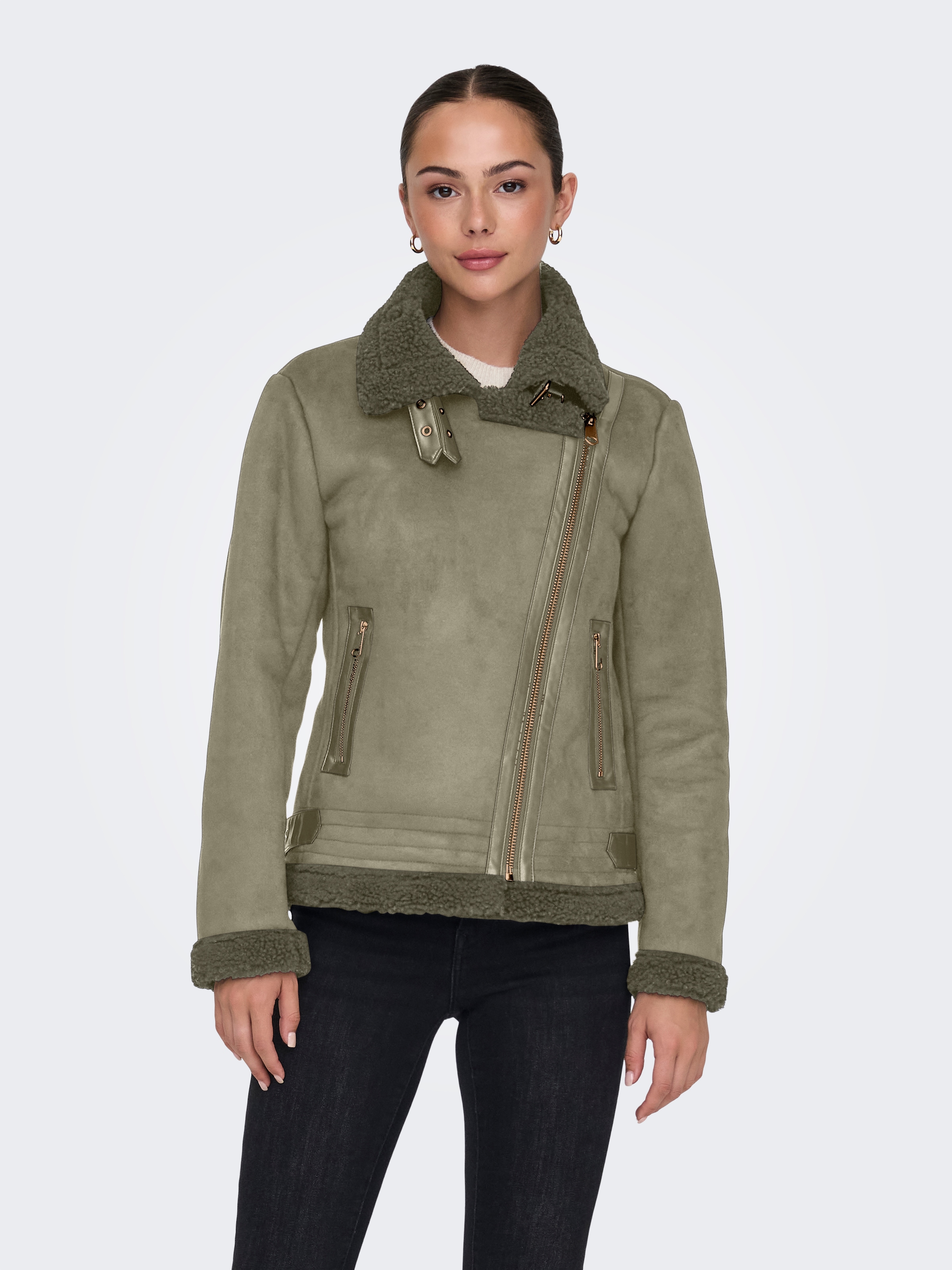 ONLY Lederimitatjacke "ONLNEWDIANA AVIATOR JACKET CC OTW", ohne Kapuze günstig online kaufen