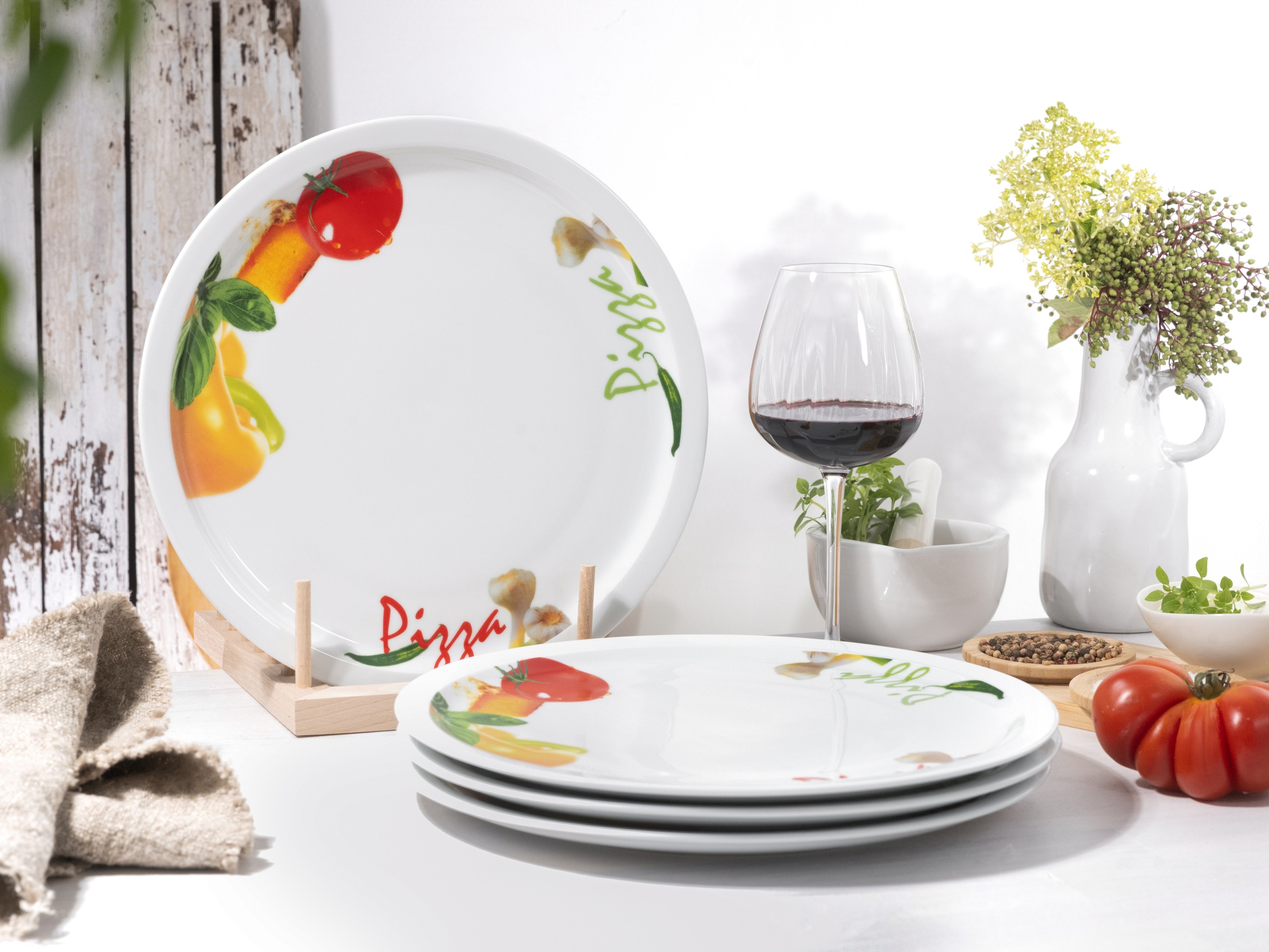 CreaTable Pizzateller »Milano Pizza, Teller-Set, 4-tlg.« Italienische Eleganz, Vielseitig einsetzbar