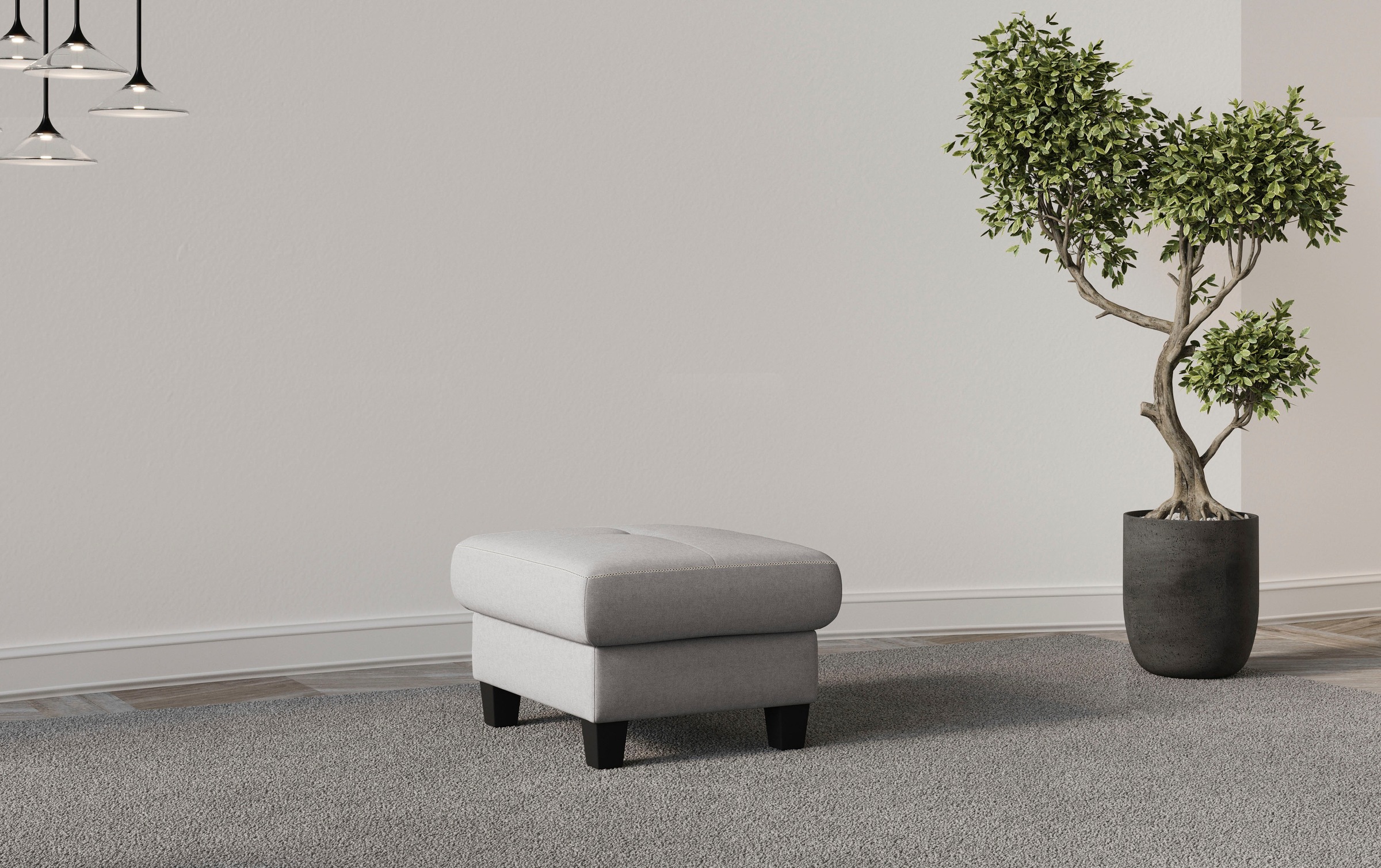 PLACES OF STYLE Polsterhocker "Varese" Kreuznaht in beige günstig online kaufen