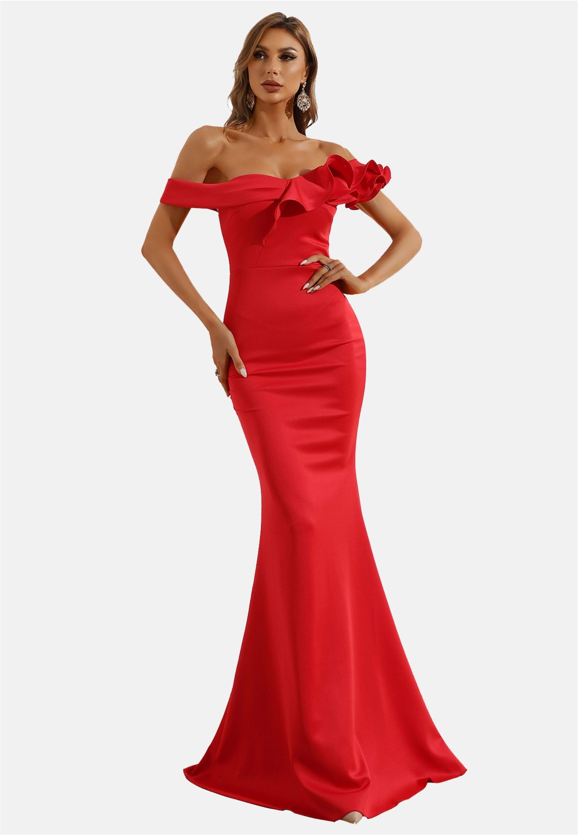 Moda Minx Jerseykleid »Alaia Off Shoulder Dress«, mit stilvollem Rüschen-Element