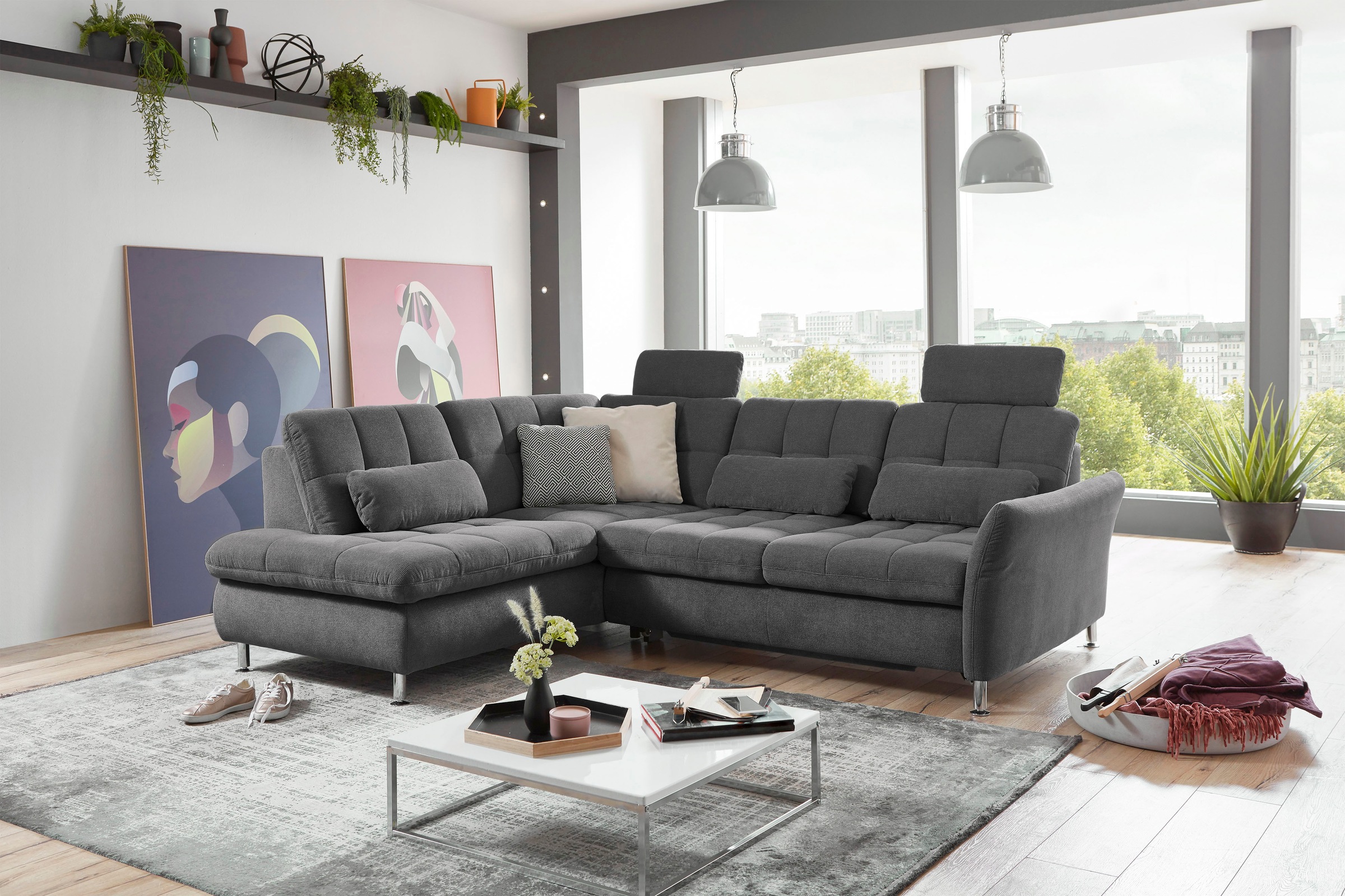 Die PlanBar Ecksofa »MP-IN20016 L-Form mit Kaltschaum-Polsterung«, wahlweise mit Kopfstützen und Bettfunktion, mit Kaltschaum-Polsterung