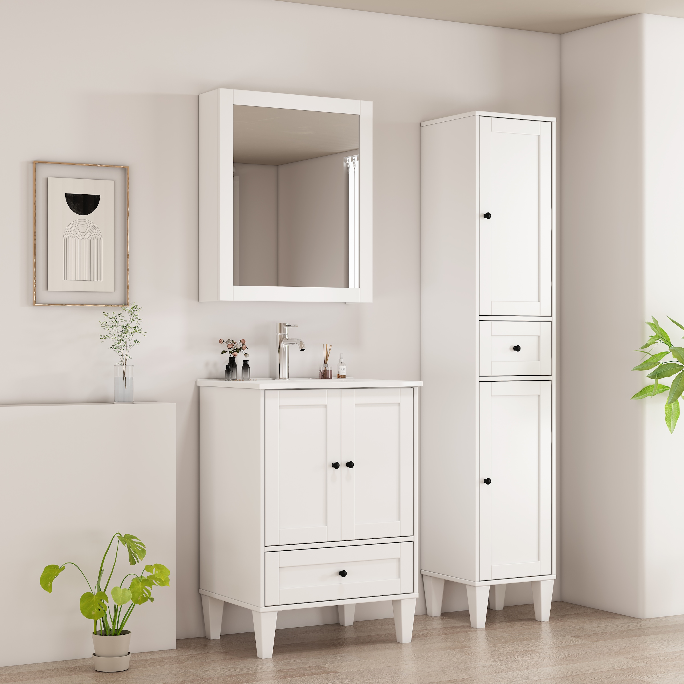 welltime Waschtisch »Amsterdam« Badmöbel inkl. Keramikwaschbecken, in verschiedenen Breiten erhältlich