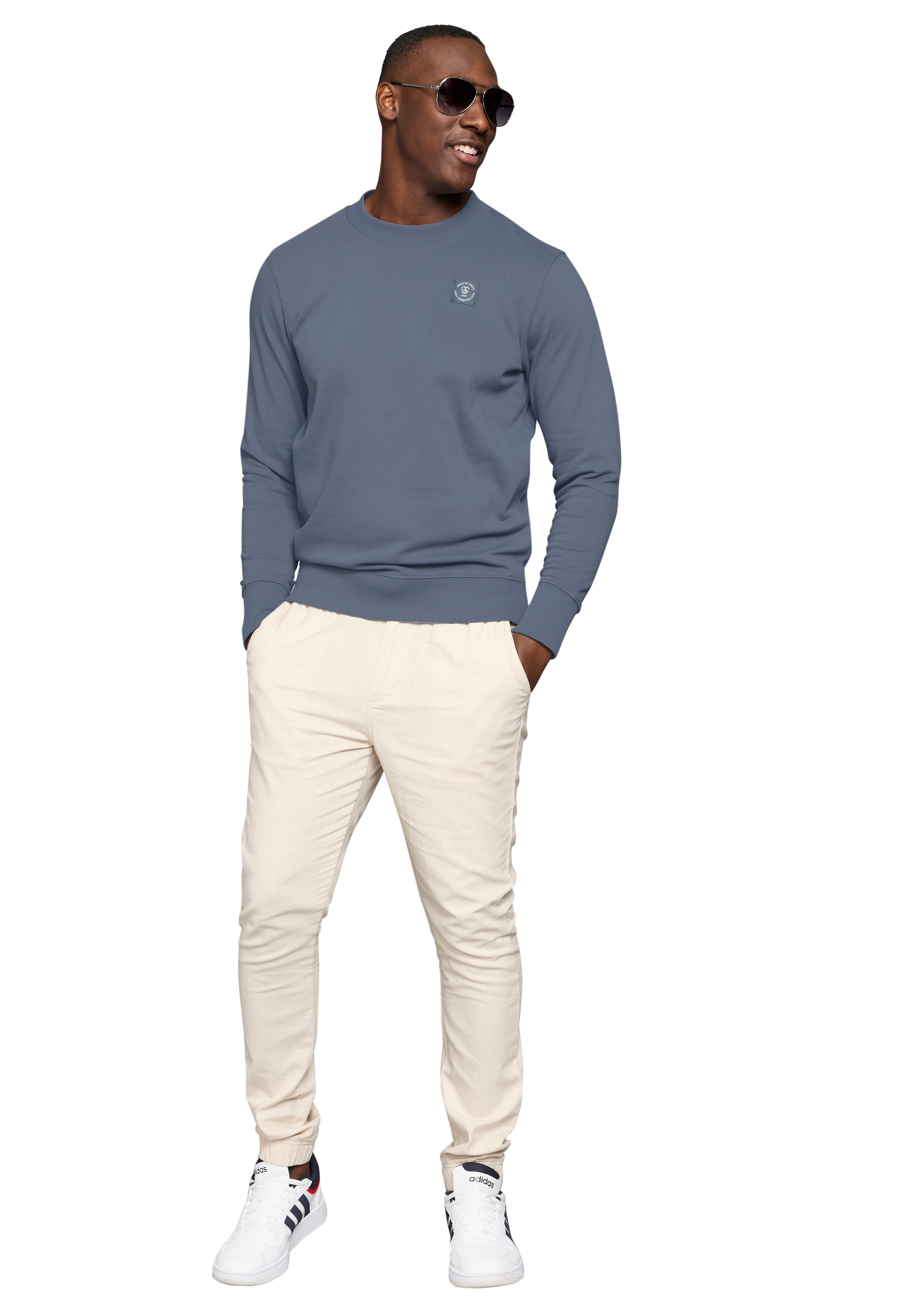 DELMAO Sweatshirt, Langarm, Regular Fit, unifarben, Basic-Stil