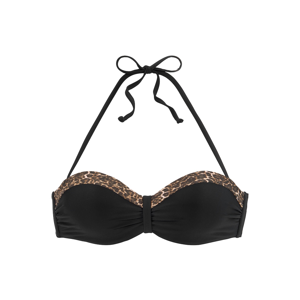 Marken LASCANA LASCANA Bügel-Bandeau-Bikini-Top »Adele«, mit trendigen Details schwarz-leo