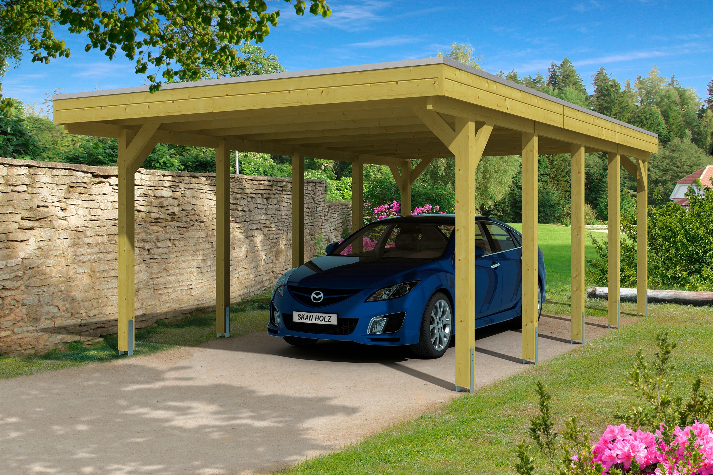 Skanholz Einzelcarport "Friesland" Massivholz 355 cm grün