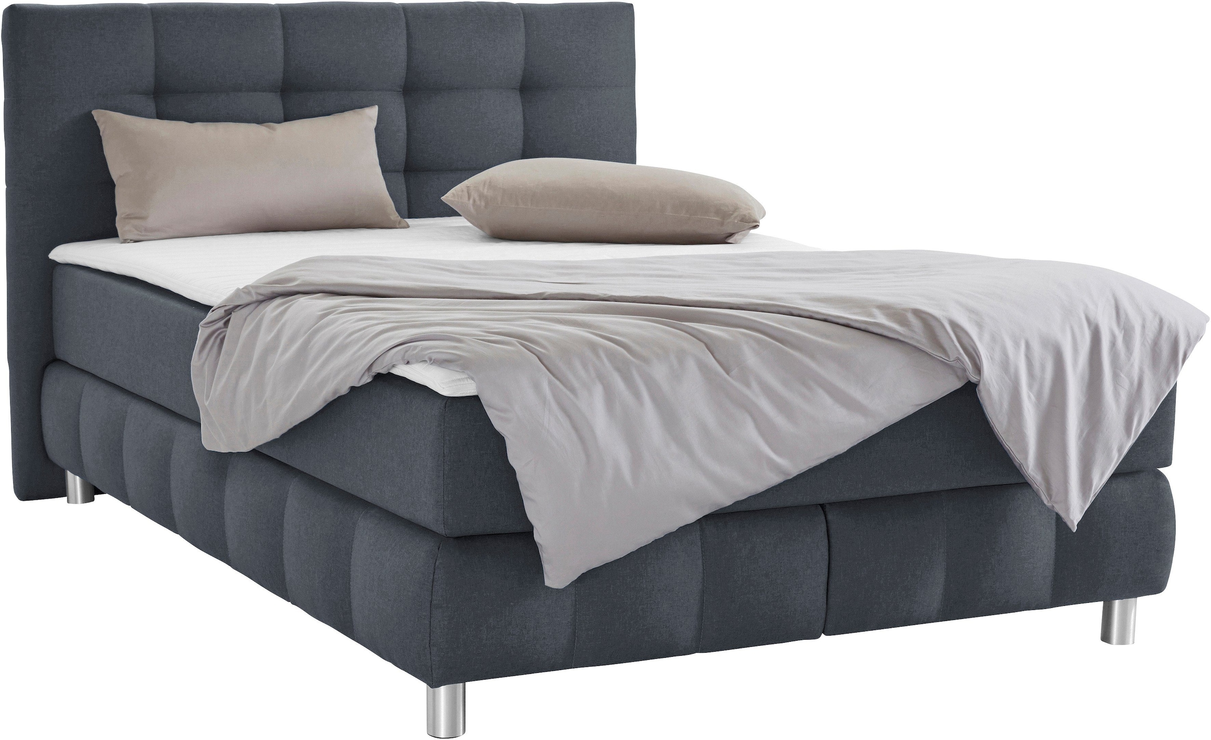 Home affaire Boxspringbett »Salo XXL« in Samtoptik oder Struktur, 6 Breiten in Überlänge 220cm, 4 Härtegrade