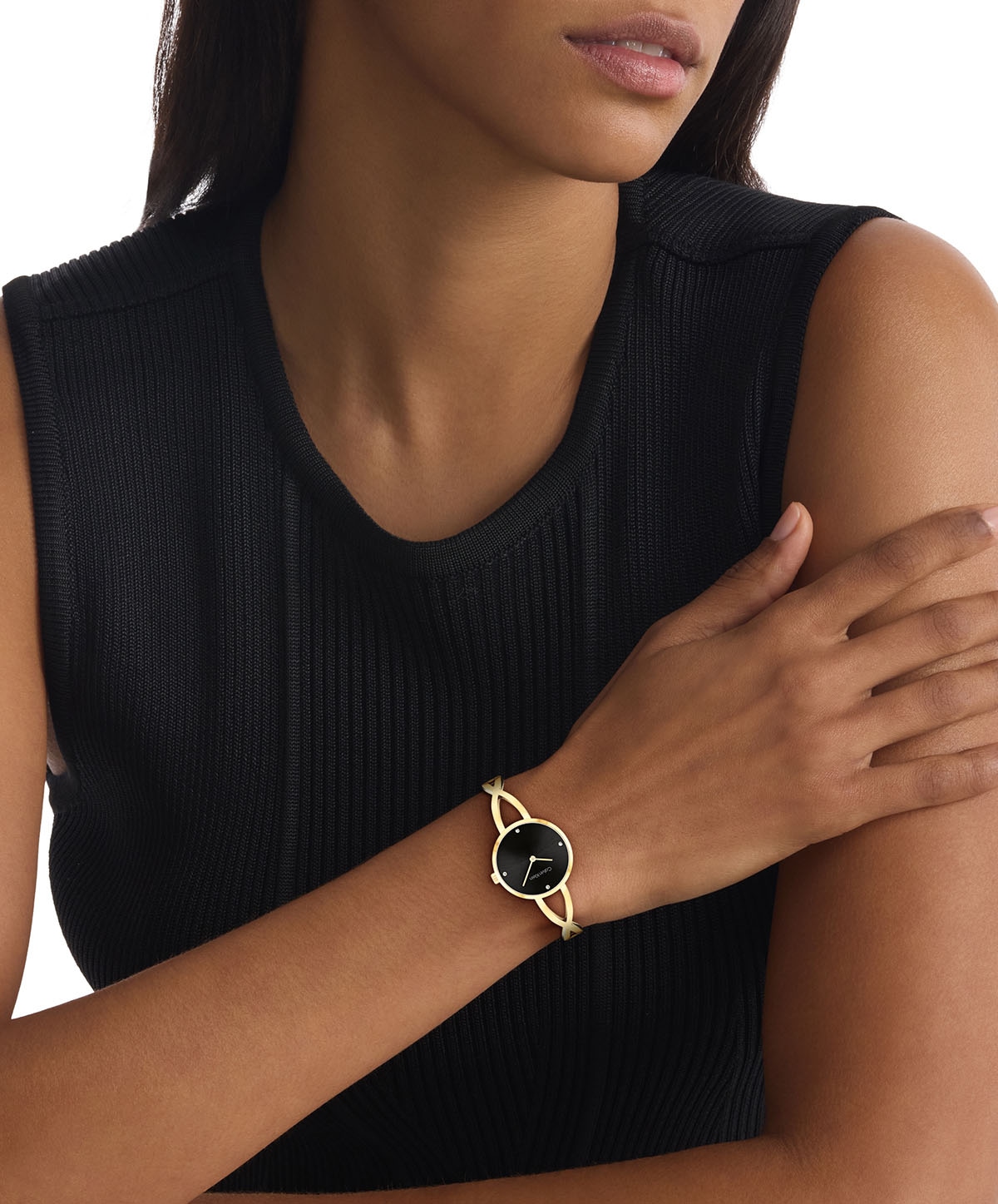 Calvin Klein Quarzuhr »Sculpted Embrace«, Armbanduhr, Damenuhr, Edelstahlarmband, analog, Glassteine