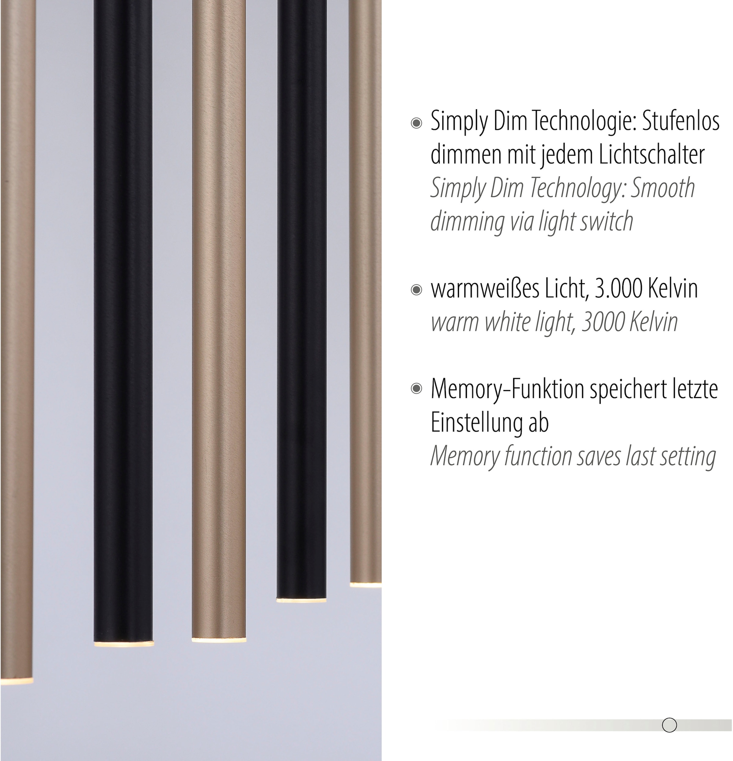 Paul Neuhaus Pendelleuchte »FLUTE«, 7 flammig, Leuchtmittel LED-Board | LED fest integriert