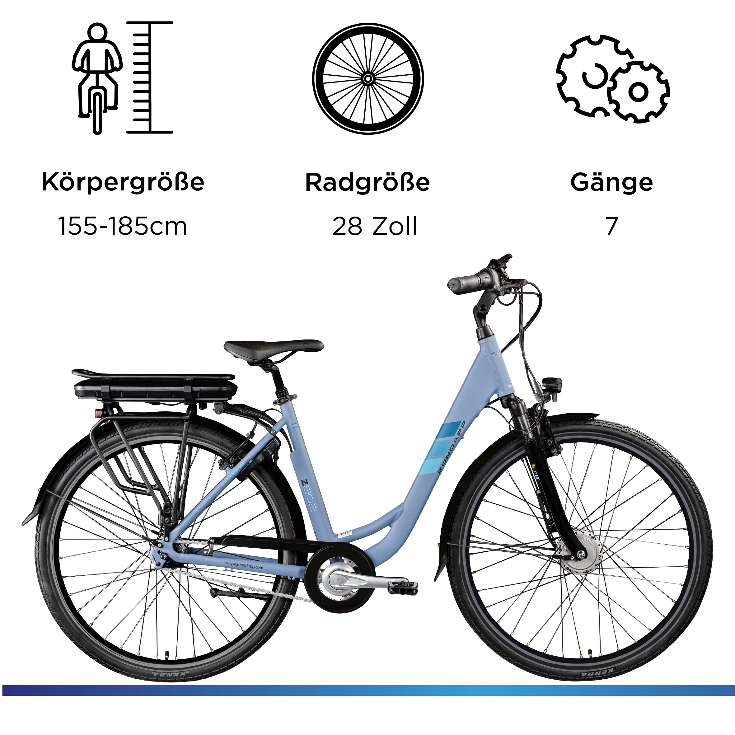 Zündapp E-Bike »Z502«, 7 Gang, Frontmotor 250 W