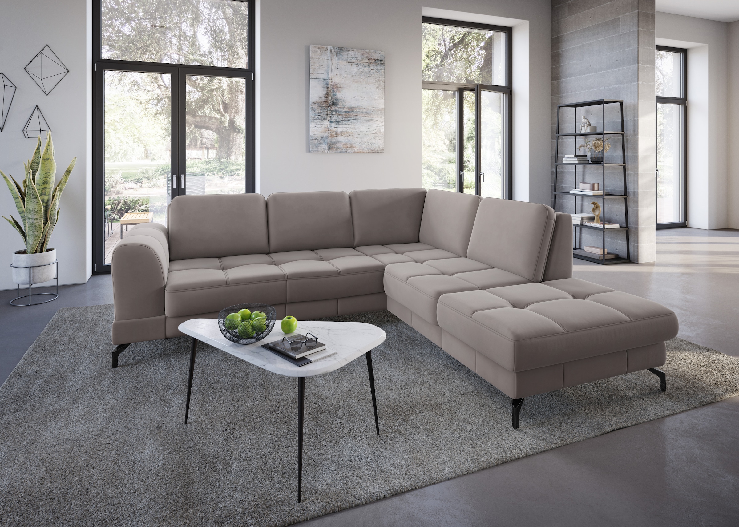 sit&more Ecksofa "Bendigo L-Form" inklusive Sitztiefenverstellung, Bodenfreiheit 12 cm, in 2 Fußfarben