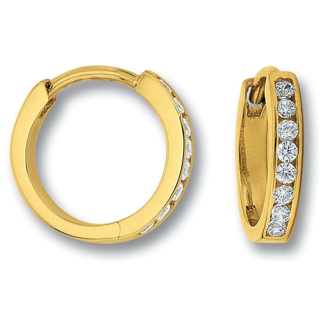 ONE ELEMENT Paar Creolen »Zirkonia Ohrringe Creolen aus 333 Gelbgold«, Damen Gold Schmuck