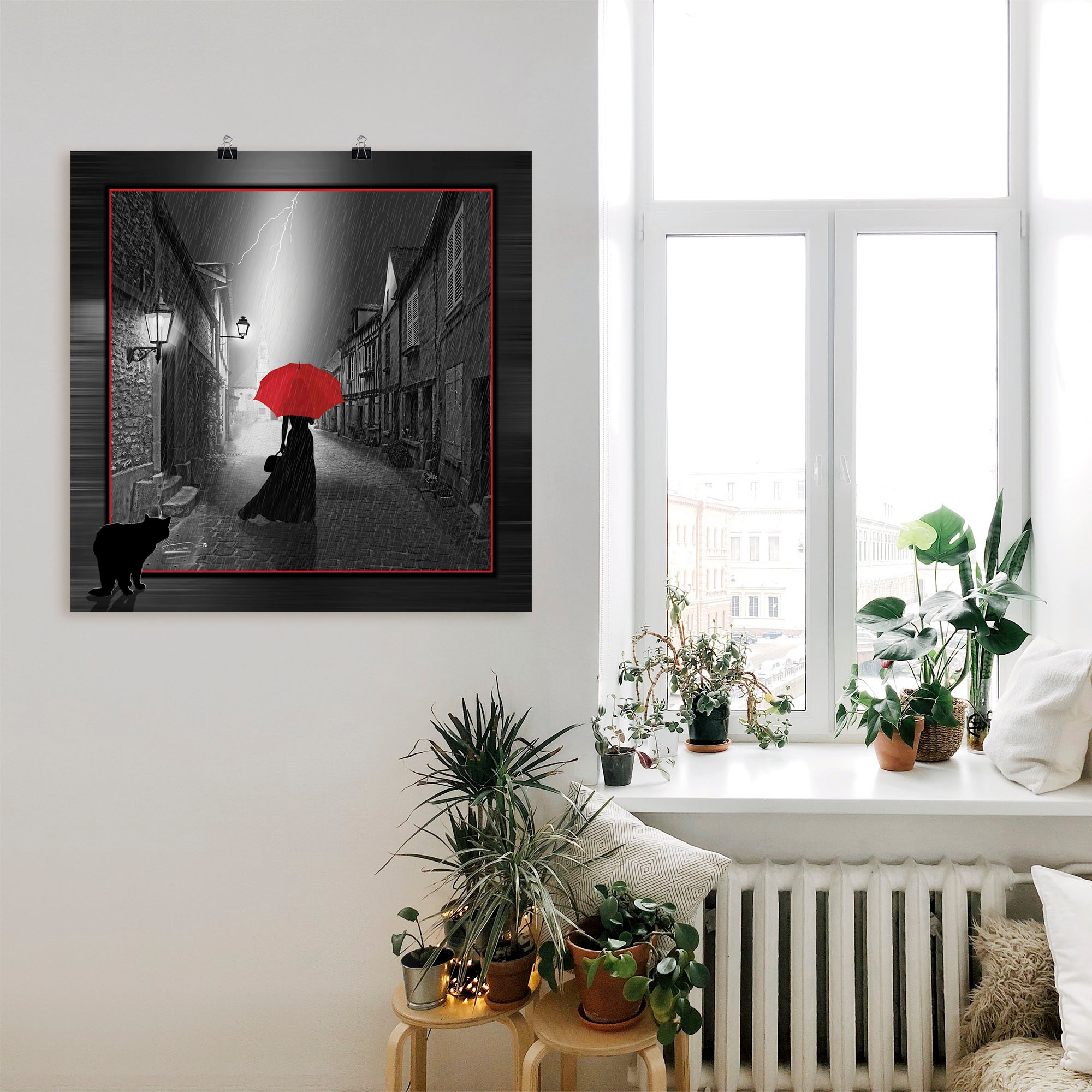 Artland Wandbild »Die Frau mit dem roten Schirm 2«, Frau, (1 St.), als Leinwandbild, Poster, Wandaufkleber in verschied. Größen