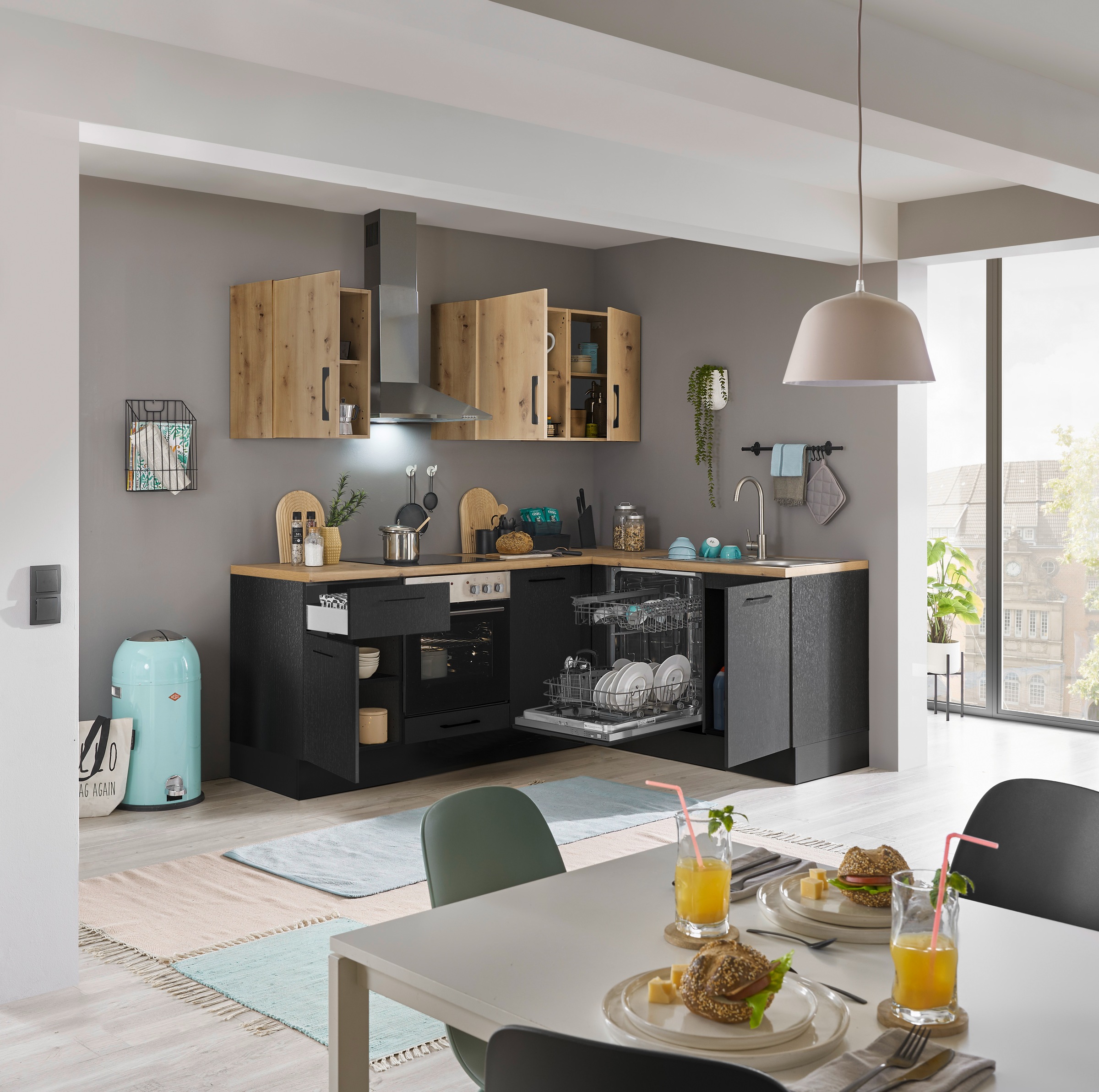 BASIC by Balculina Winkelküche »Turin«, Stellmaße 220x175 cm, wahlweise mit E-Geräten