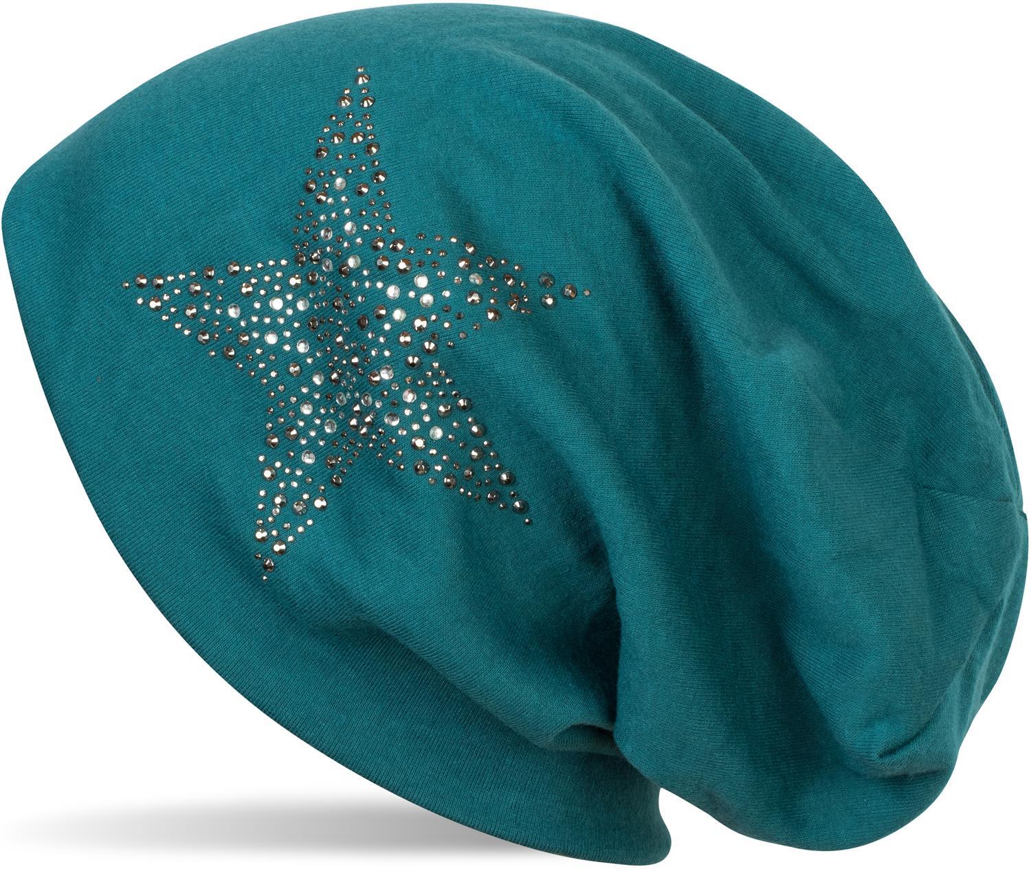 styleBREAKER Beanie "Beanie Mütze mit Strass Nieten Stern" 1 Stk.