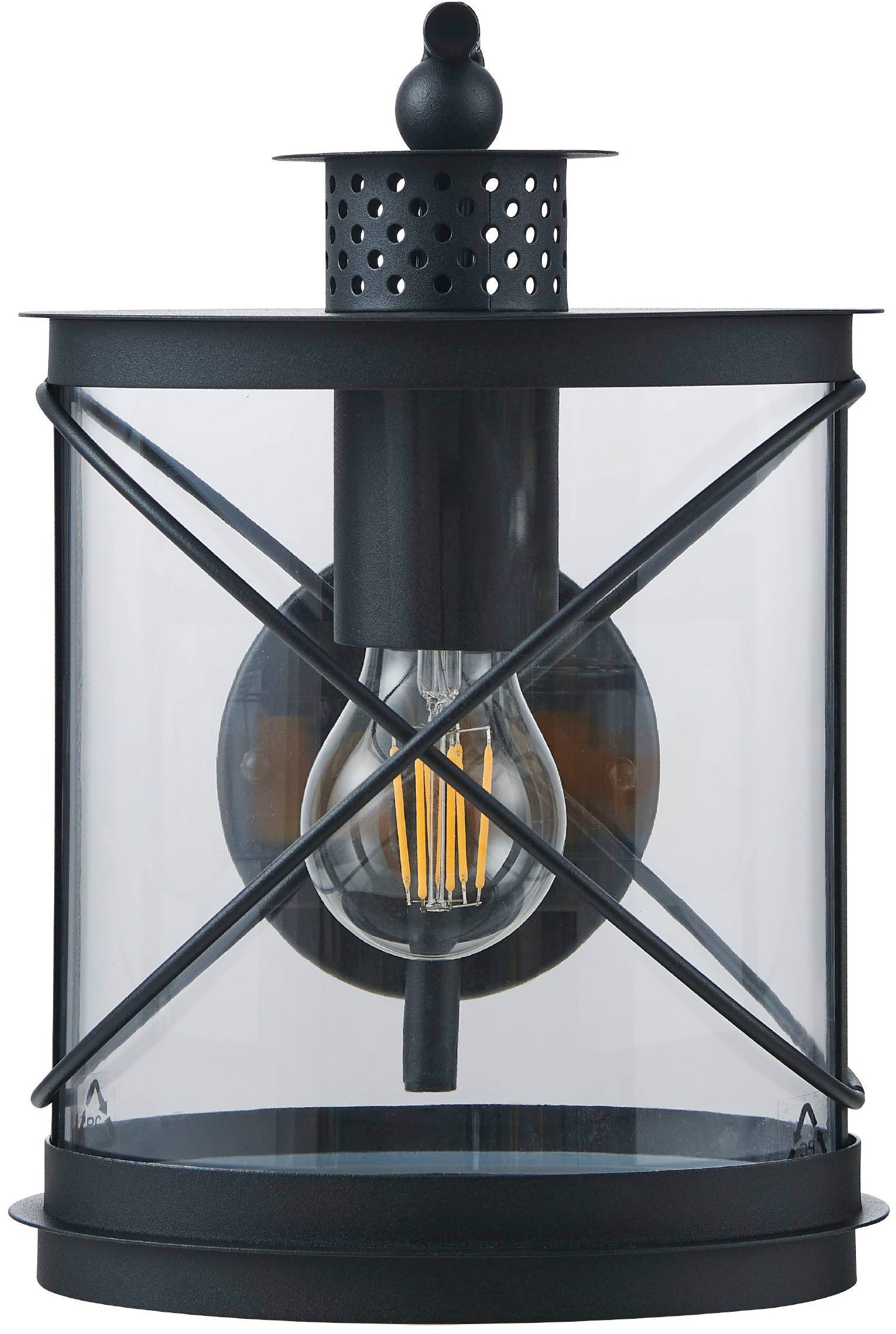 EGLO Wandleuchte »Hilburn Außen-Wandlampe, Außenleuchte, schwarz, E27, IP44, Lampe« E27 1 Stk. Außenleuchte, Wandleuchte aus Stahl und Kunststoff, E27, IP44