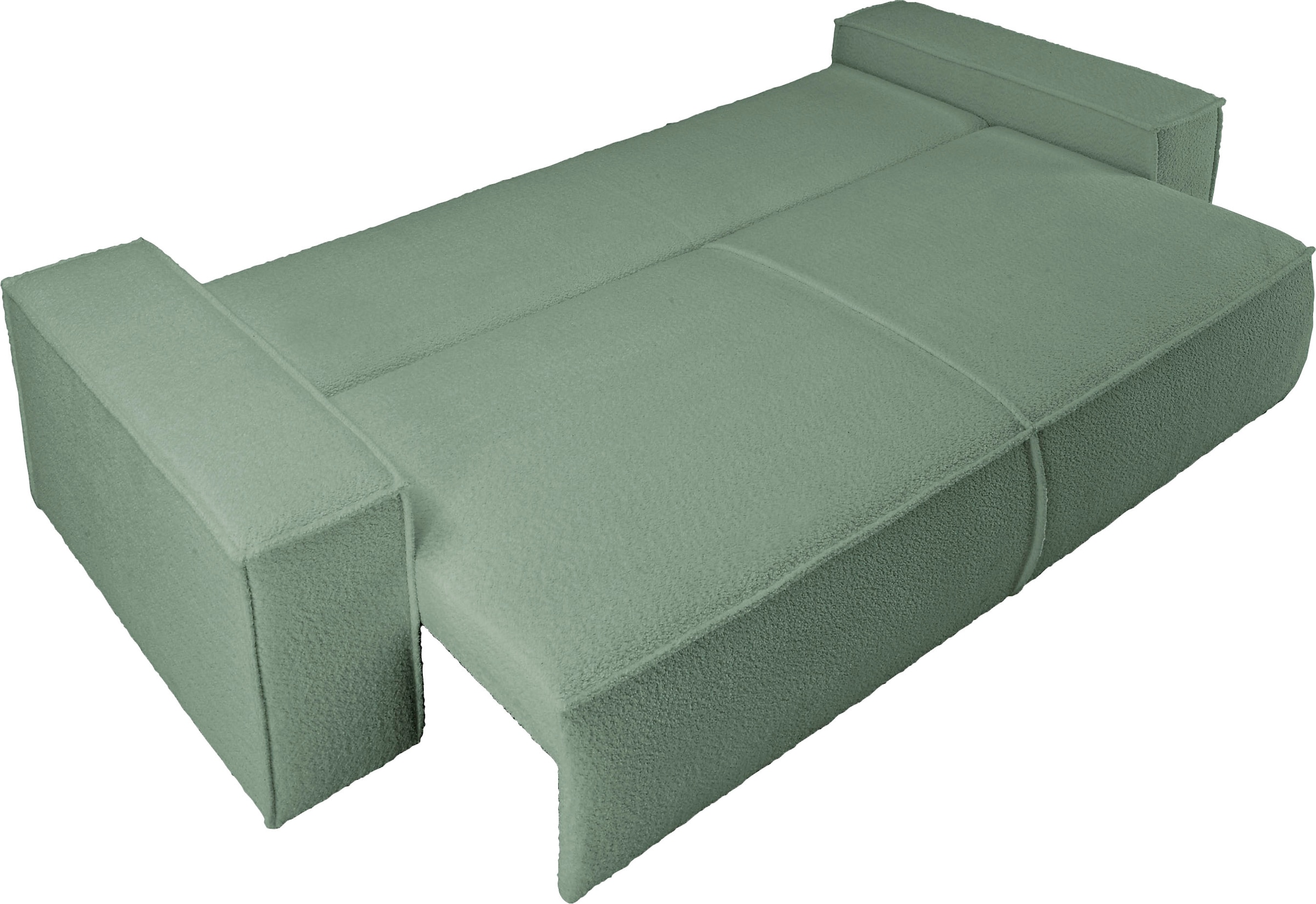 andas 3-Sitzer »FINNLEY Schlafsofa 257 cm, Schlaffunktion mit Bettkasten (200/136cm)«, in Aqua Clean-Bouclé, Struktur fein u. Cord