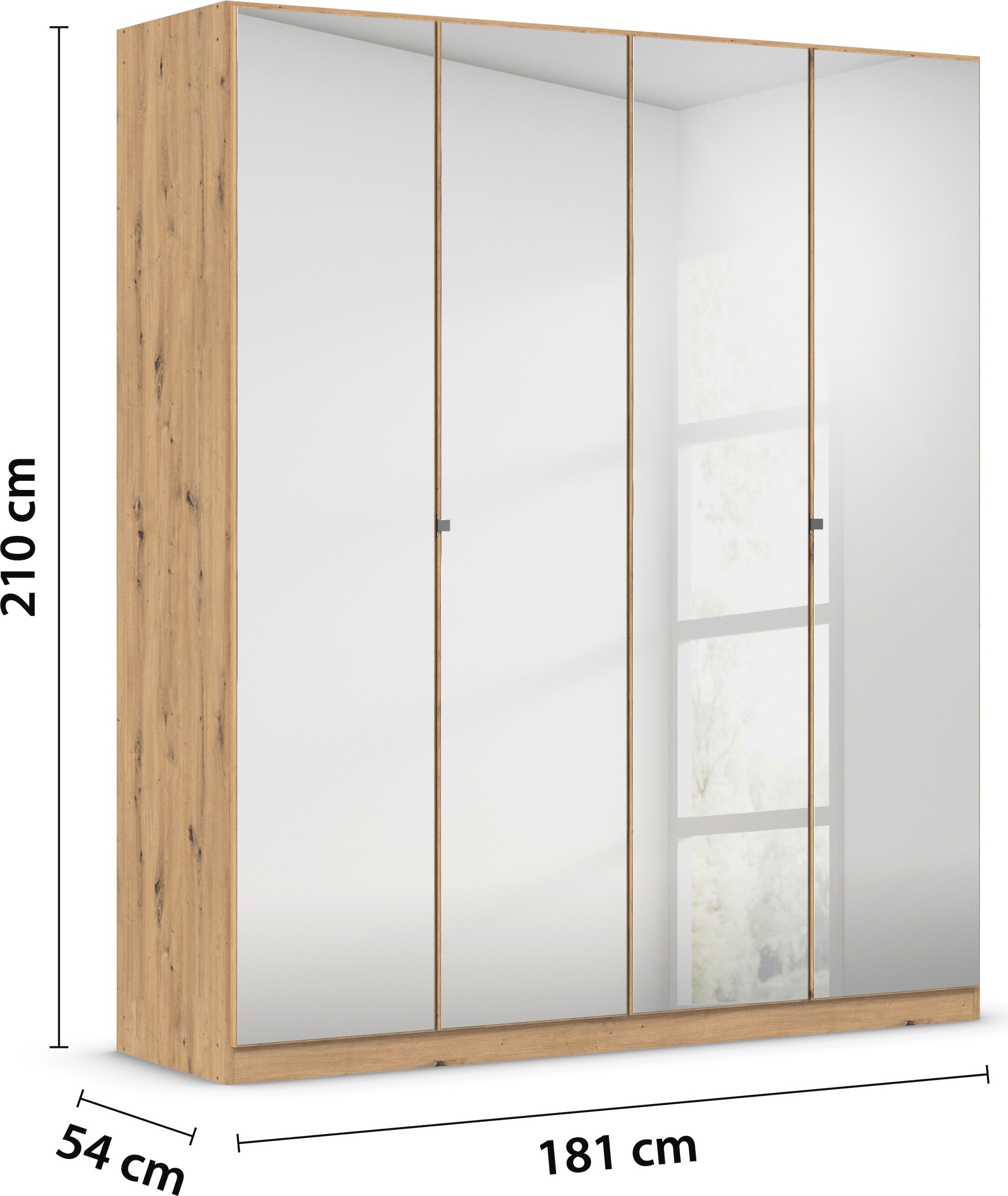 rauch Drehtürenschrank »Reflect«, mit Spiegelfront, inkl. praktischer Inneneinteilung