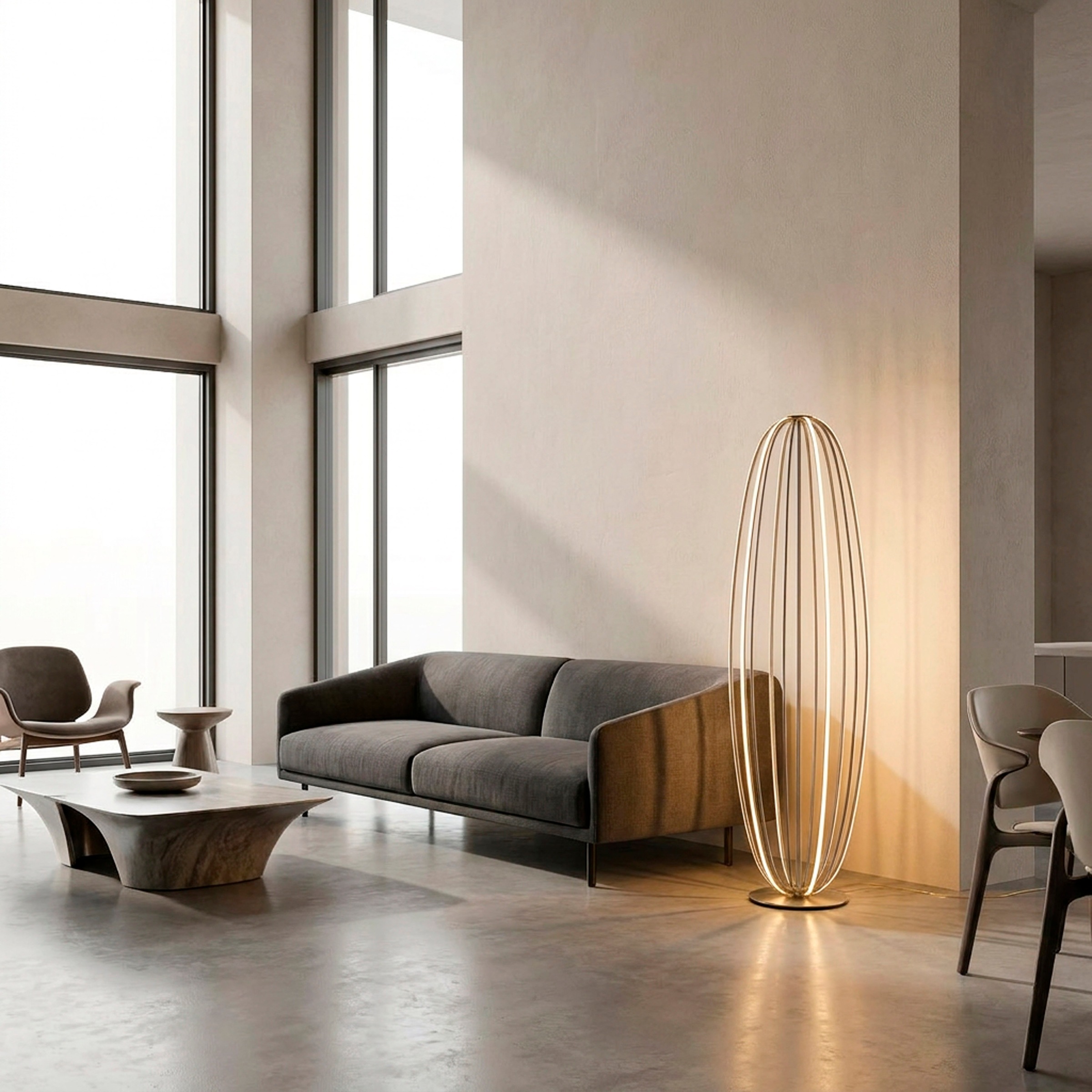 Paul Neuhaus LED Stehlampe »ELVARA« LED-Board 1 Stk. Warmweiß Stufenlos dimmbar über Schnurdimmer, Warmweiße Lichtfarbe (3000K)