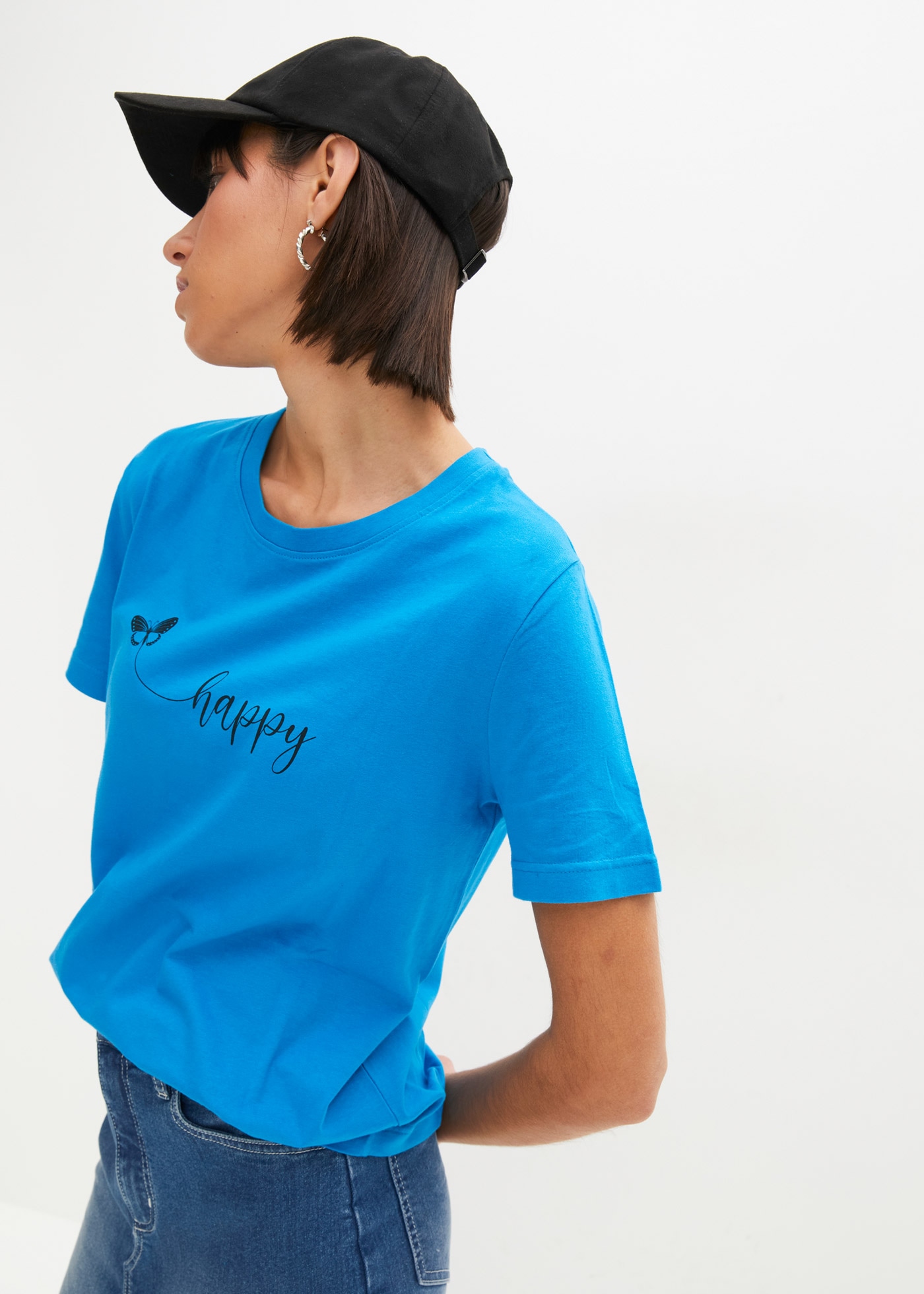 bonprix T-Shirt »T-Shirt aus reiner Baumwolle« bequeme Passform, Kurzarm, mit Rundhalsausschnitt