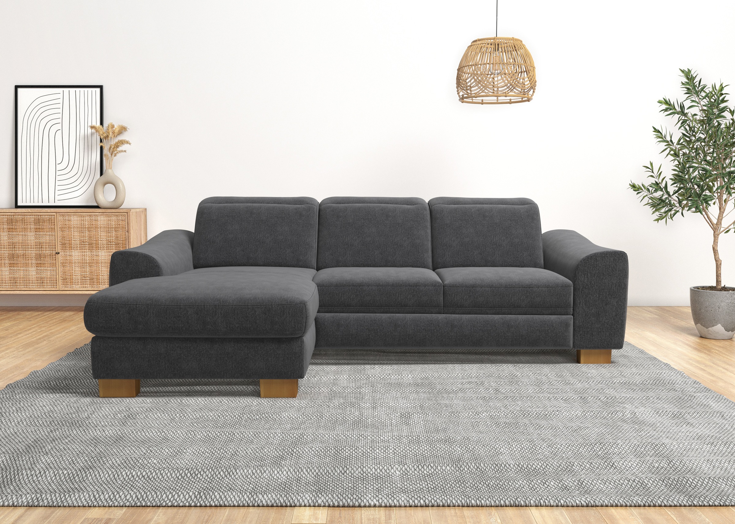 Home affaire Ecksofa »Dundee L-Form«, wahlweise mit Kopfteilverstellung und zusätzlich mit Bettfunktion