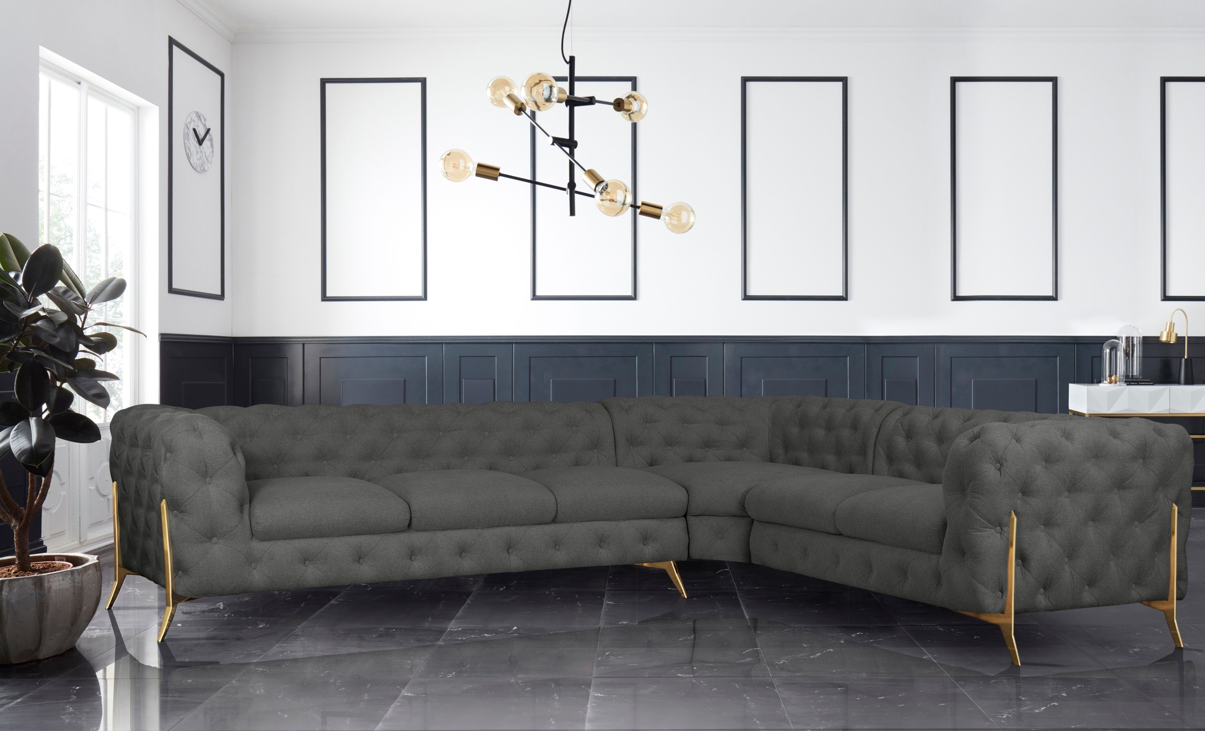 Home affaire Chesterfield-Sofa "Amaury L-Form" großes Ecksofa, Chesterfield günstig online kaufen