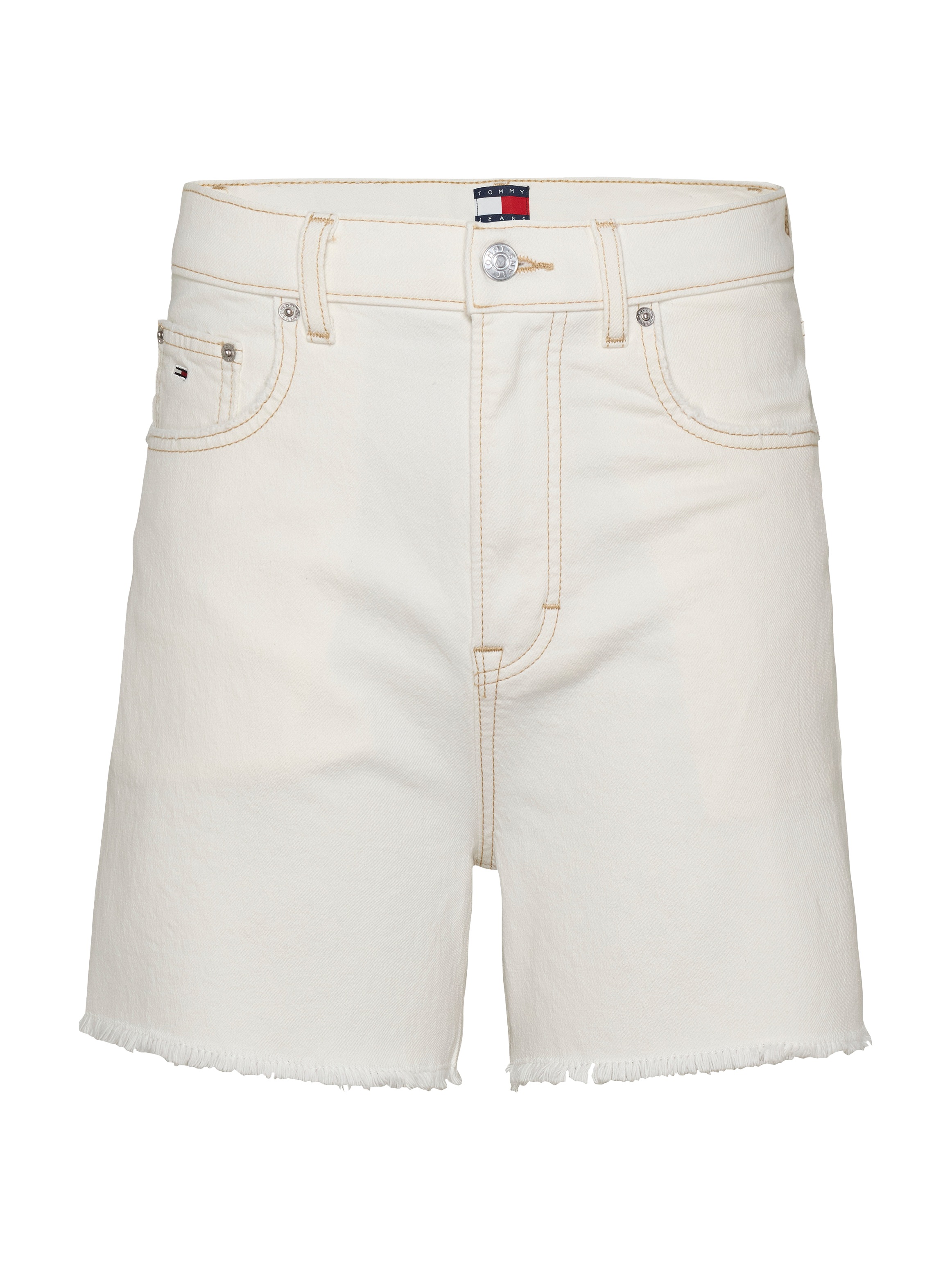 Tommy Jeans Shorts »MOM SHORT BI8194«, mit Logo-Badge, ausgefranster Kante