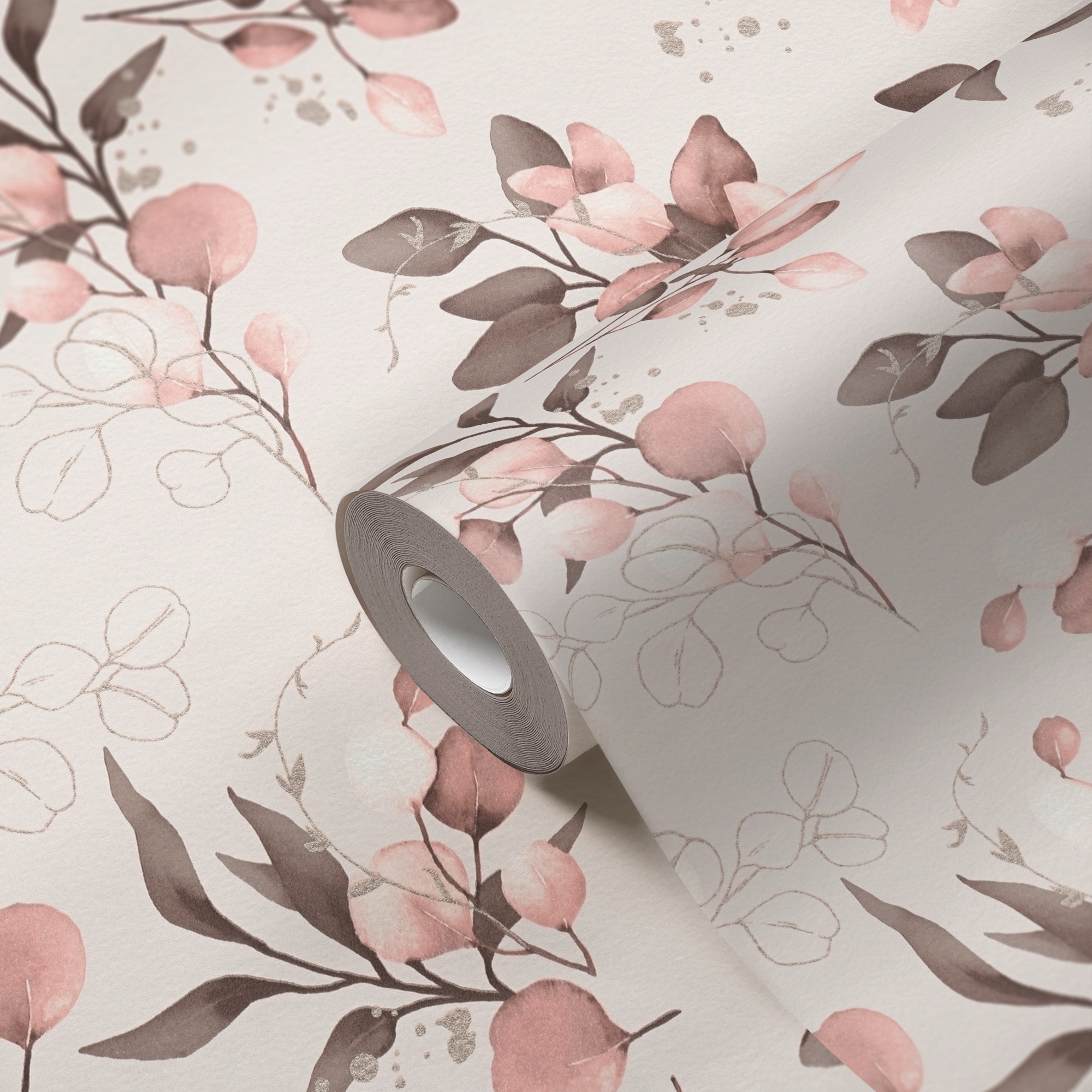 A.S. Création Vliestapete »Pure Elegance Blumen-Tapete Mustertapete Blümchen Blattmuster«, leicht glänzend, Vliestapete floral für Schlafzimmer Küche Wohnzimmer Blumen Design
