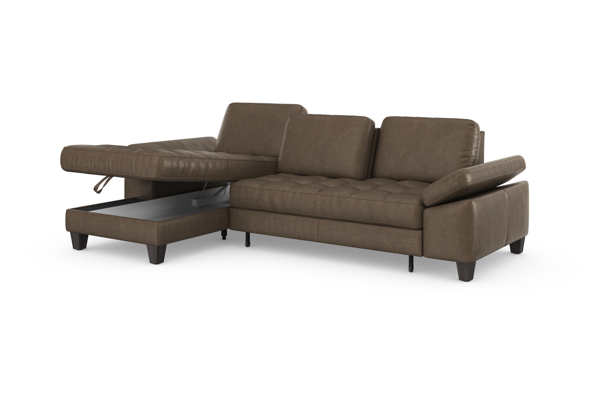 sit&more Ecksofa »Westham L-Form«, Recamiere, mit oder ohne Bettfunktion, Bettkasten, Füße wengefarben