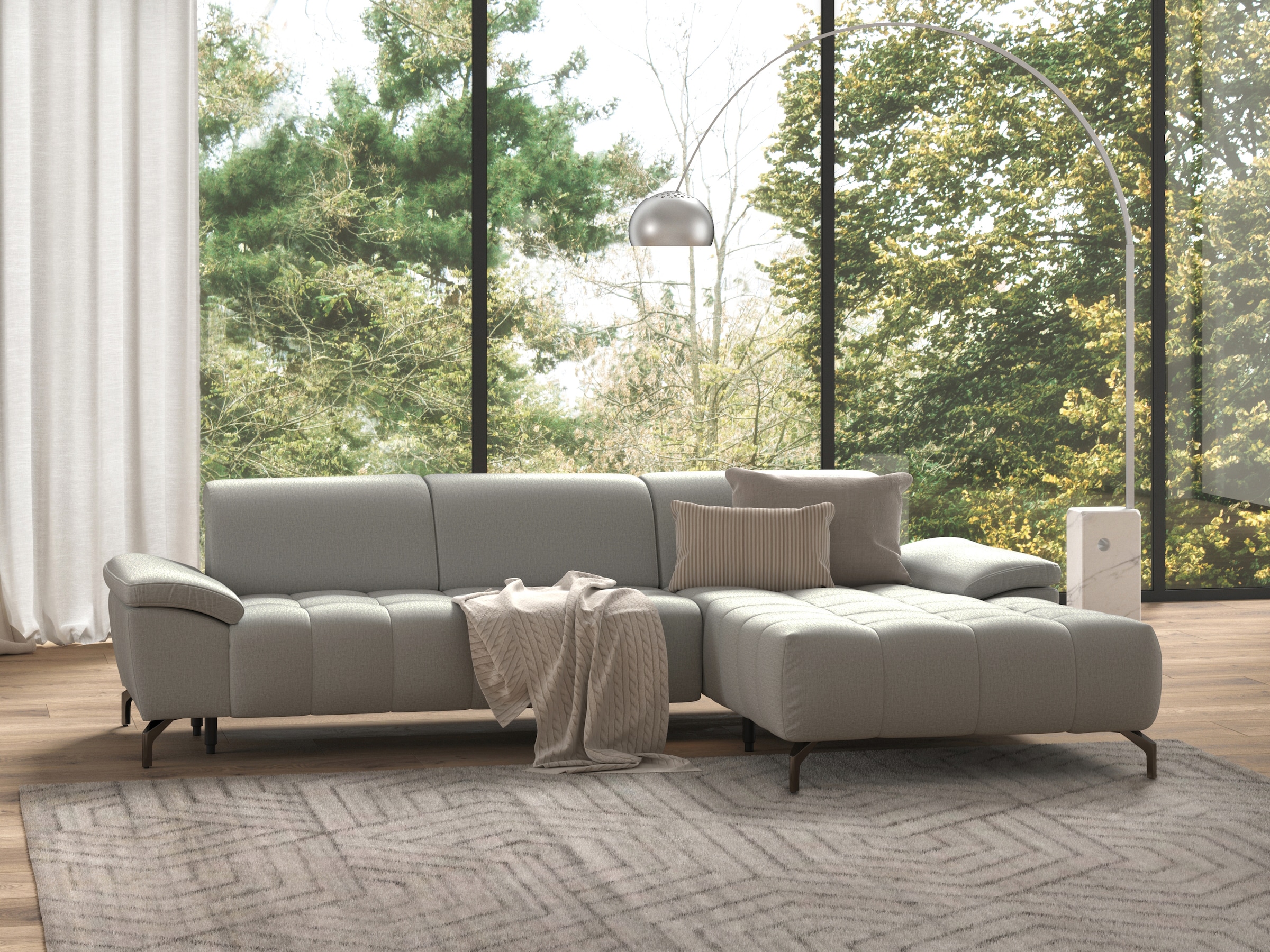 sit&more Ecksofa "Cool L-Form" wahlweise mit Kopfteilverstellung und Vorziehsitz, motorisch