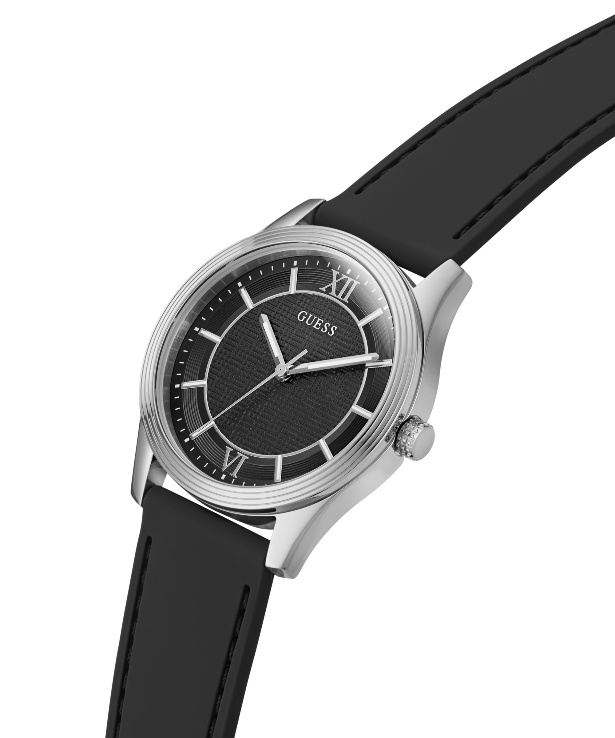 Guess »QUENTIN« Armbanduhr, Damenuhr, Herrenuhr, Silikonarmband, analog