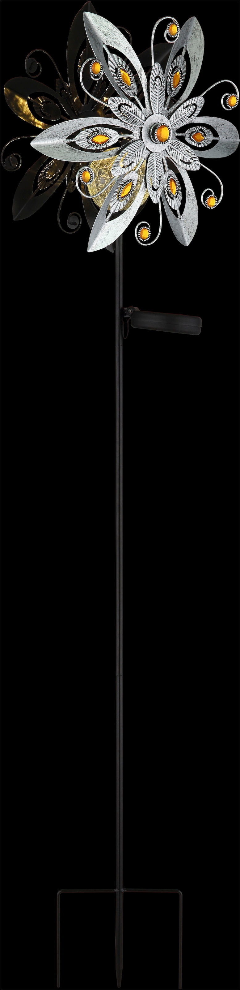 GLOBO LIGHTING LED Solarleuchte »SOLARLEUCHTE METALL SILBERGRAU, 1XLED« LED-Modul 1 Stk. Warmweiß Solar Garten Terrasse Außenbeleuchtung Dekoleuchten