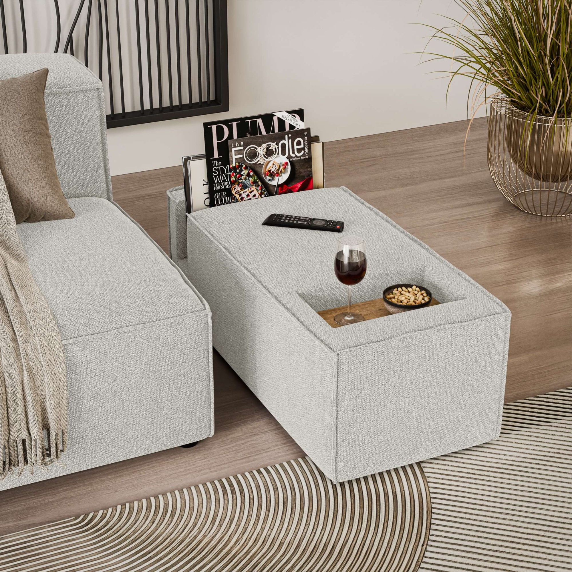 INOSIGN Sofaelement »HAILY Tisch für das Modulsofa, Maße B/T/H: 45/100/37 cm«, als Modul oder separat verwendbar, mit Steckfach und Ablagefläche
