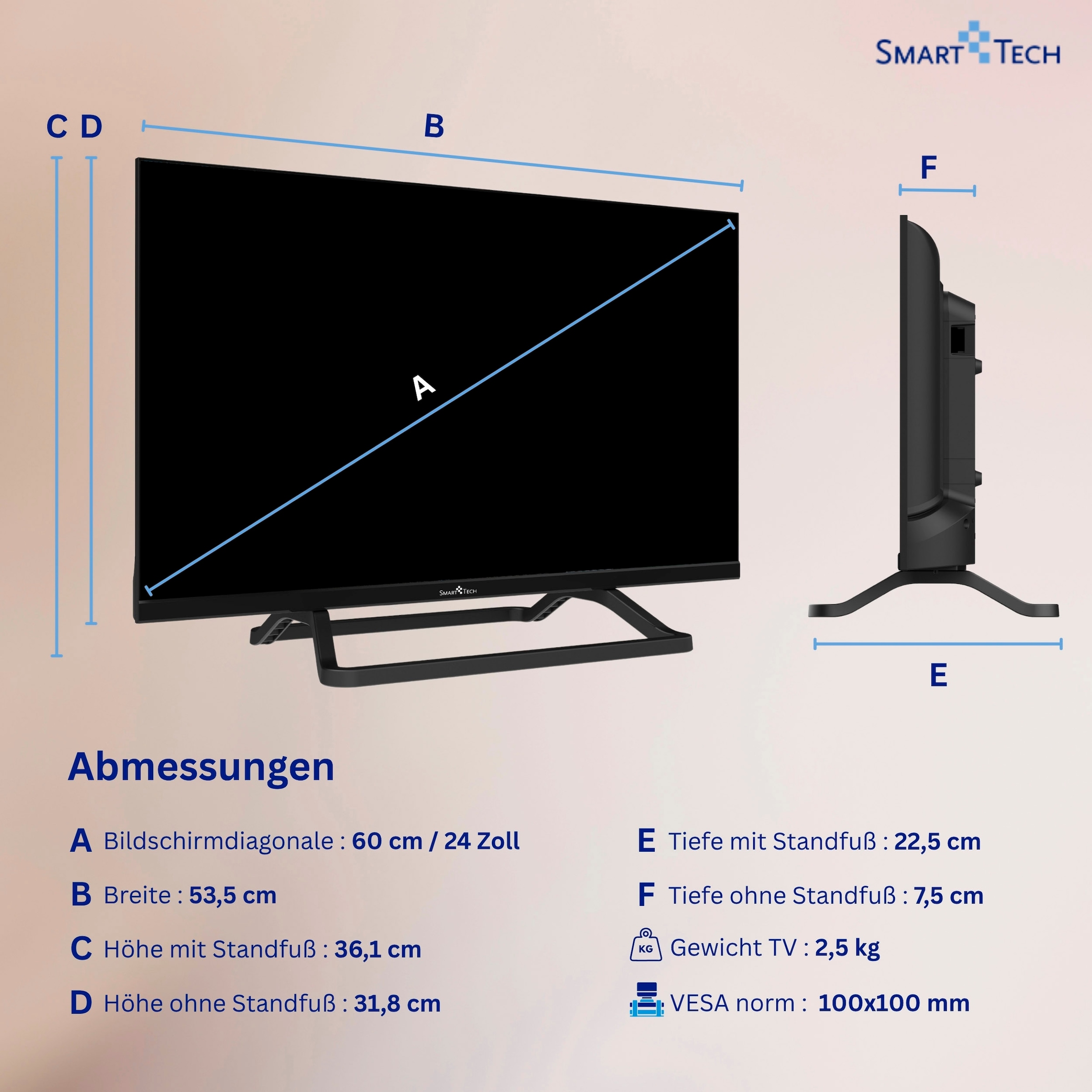 Smart Tech LED-Fernseher »24HN01V3CA« 60 cm/24 ″ HD ready