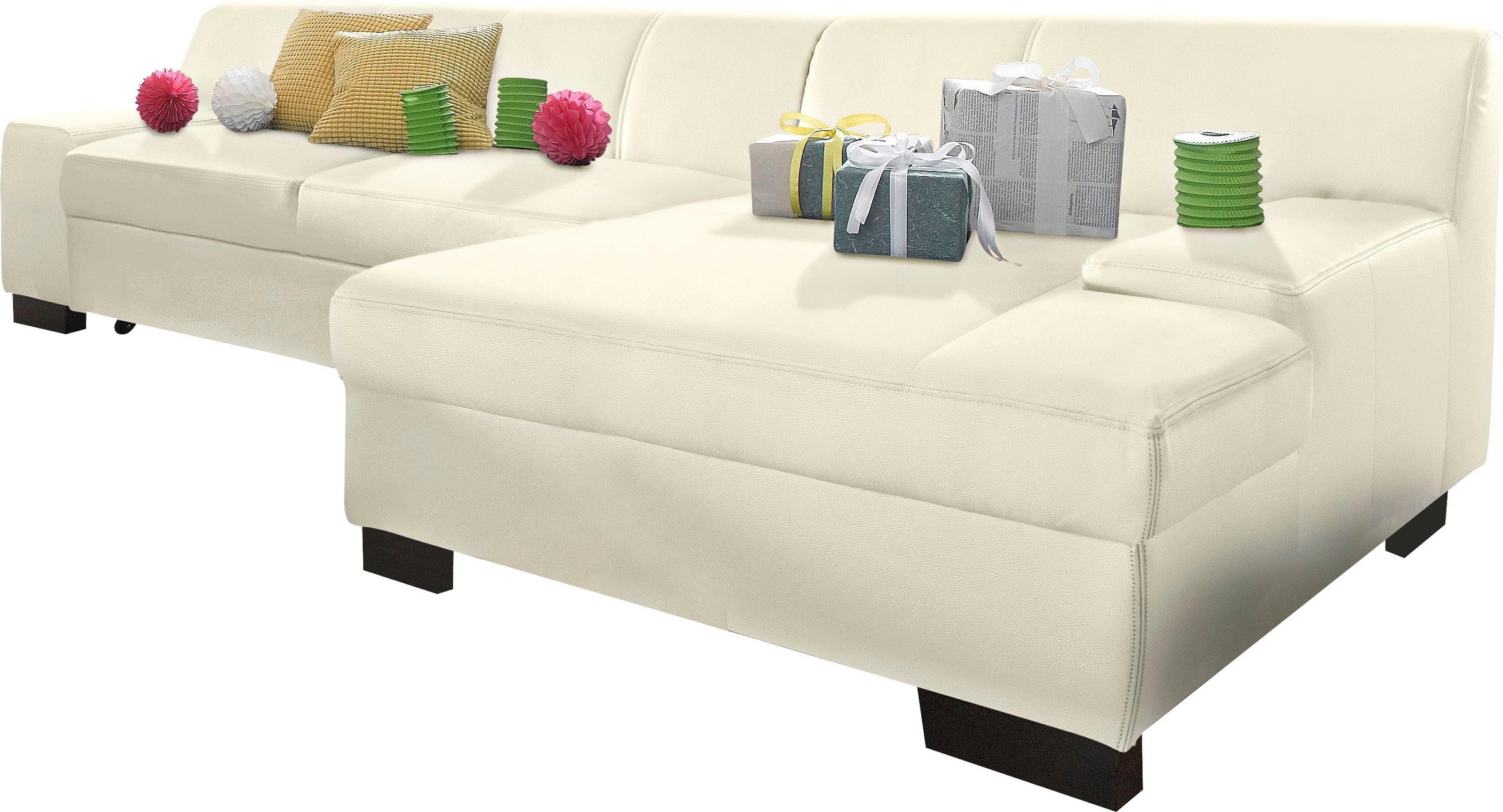 DOMO collection Ecksofa "Norma, elegant & modern, mit flachen Armlehnen, Br günstig online kaufen